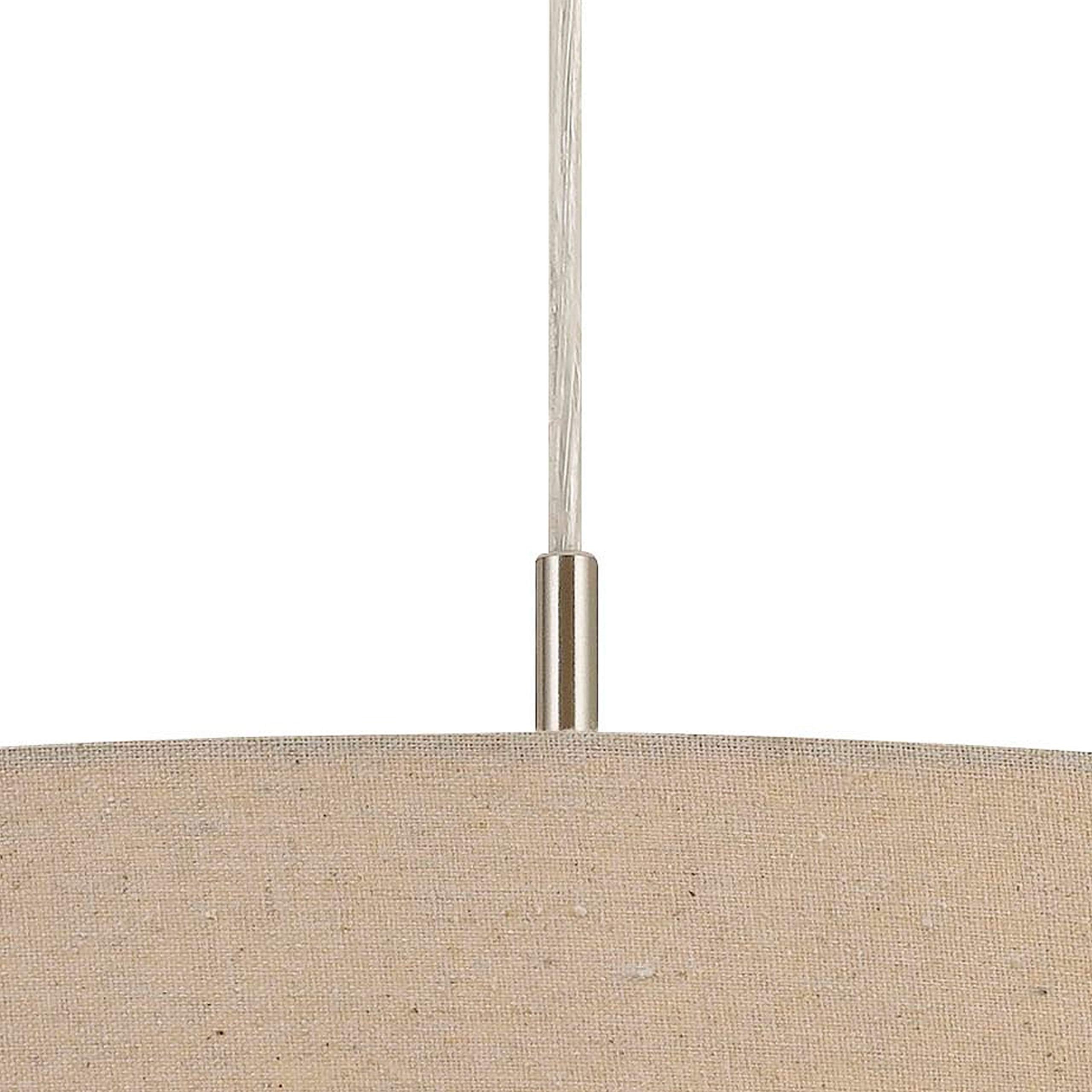 Benzara 60W Drum Shade Pendant Fixture, Metal, Beige and Silver, Model BM224706