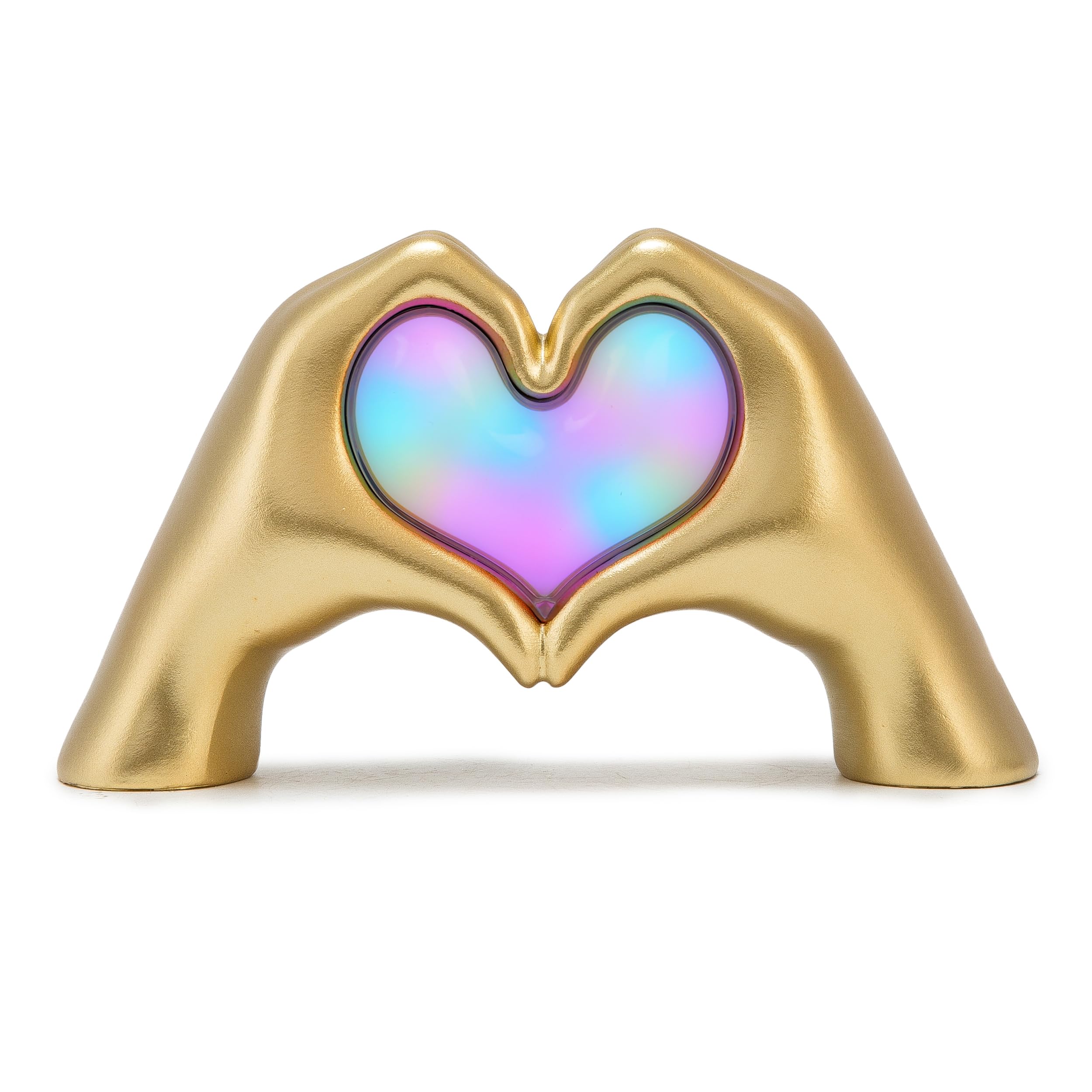 Heart Hands Sculpture Lamp  Love Heart Statue Usb&Battery Powered Night Light  7 Light Colors Desk Lamp  Gold Decoration For Home  Living Room  Bedroom  Shelf  Table  Thanksgiving Birthday Gift
