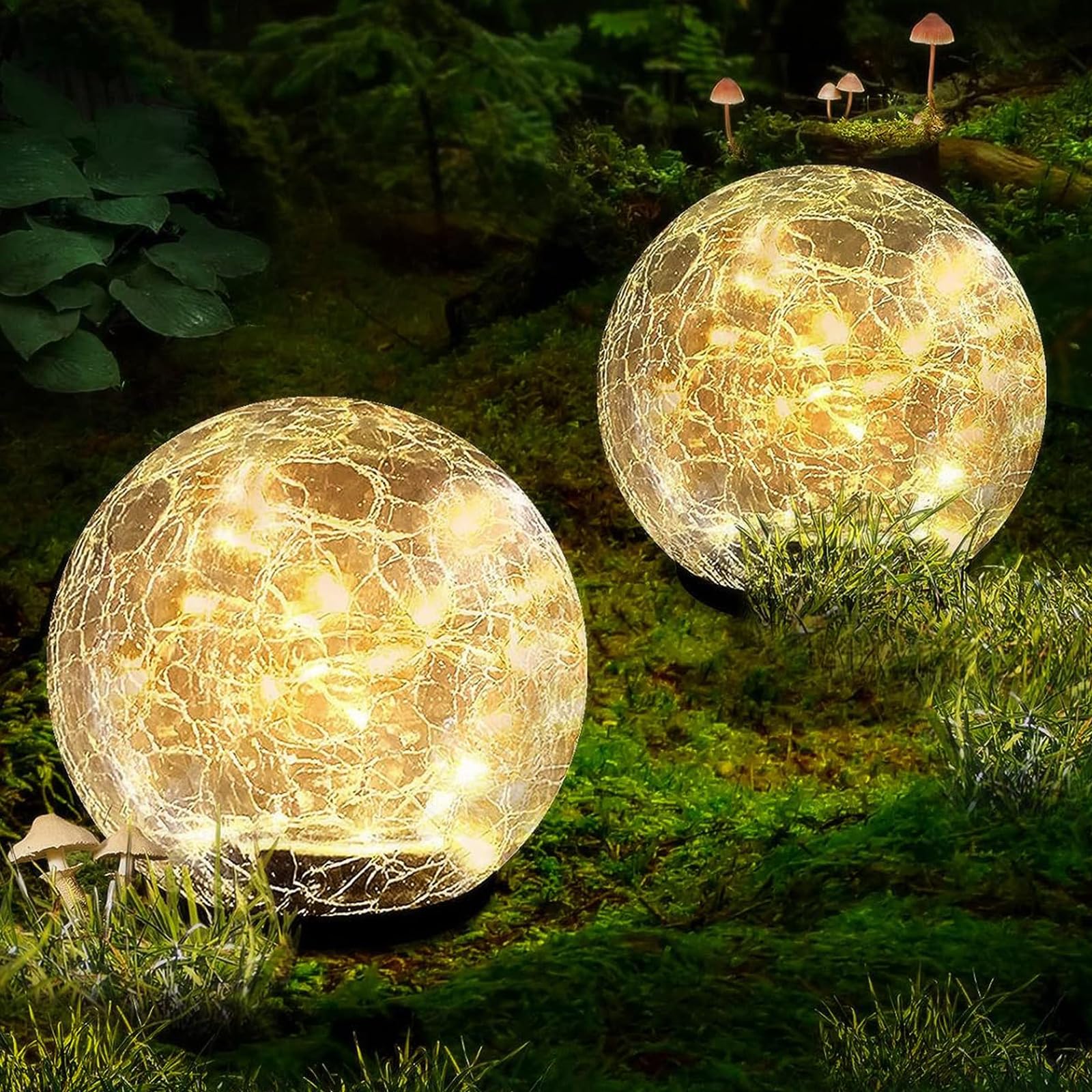 Coroor Solar Ball Lights - 80 Led  ed Glass Globe, Waterproof, 5.9 Warm White (2 Pack) For Garden, Path, Patio, Christmas Decor