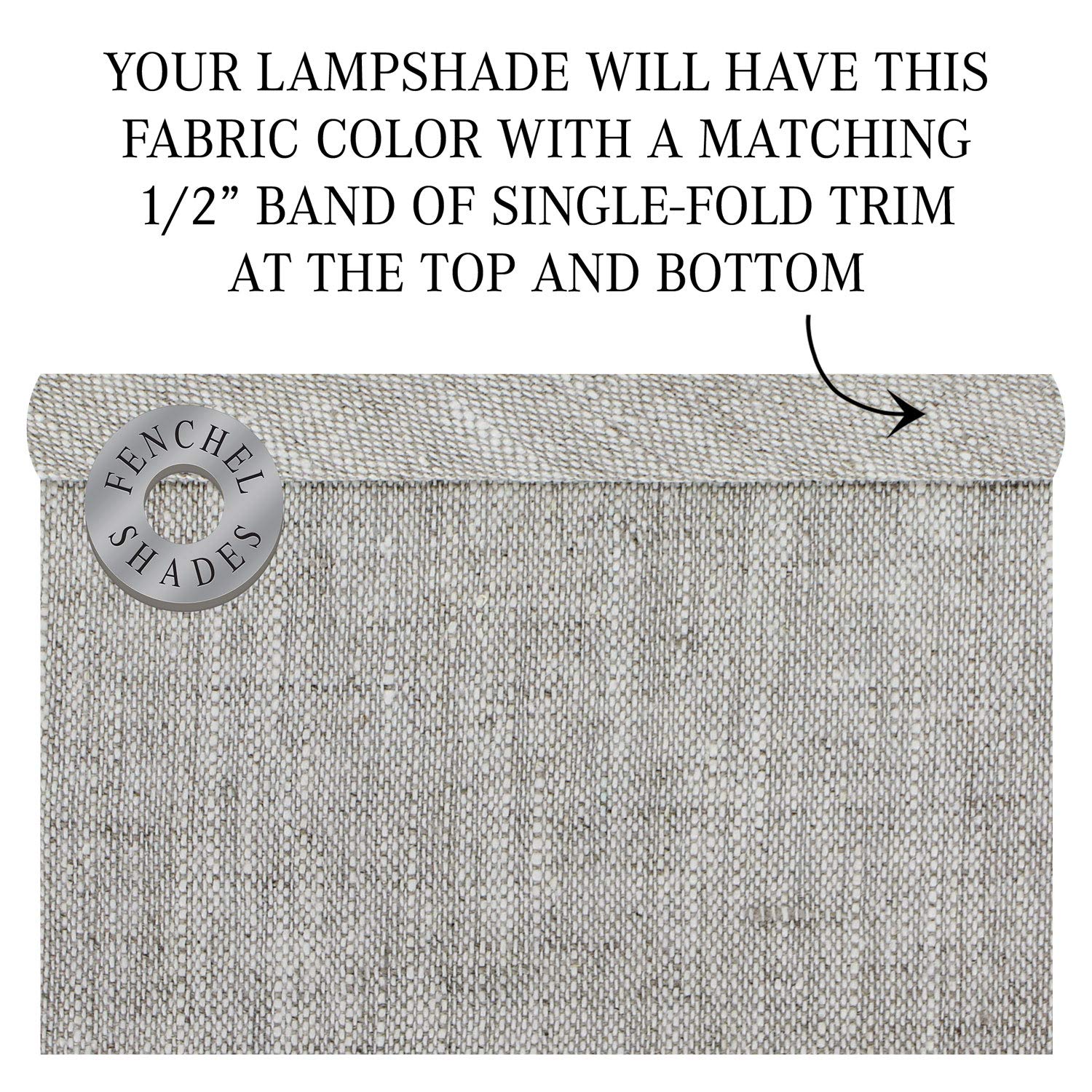 FenchelShades.com Fabric Drum Lampshade 12" Top x 12" Bottom x 14" H, Designer Linen Oatmeal, Model 12-12-14-WBR-P