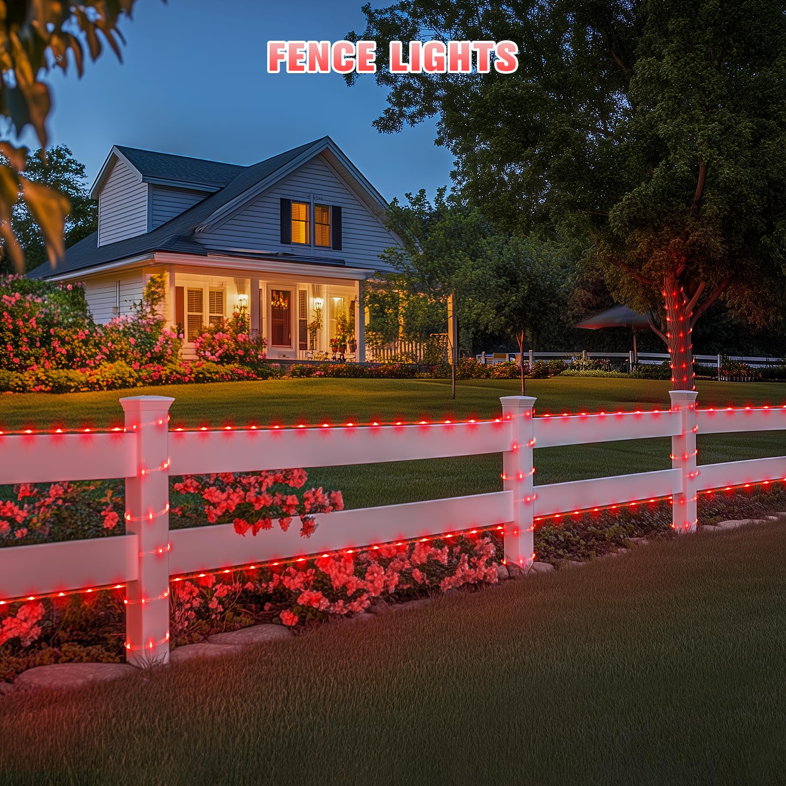 JMEXSUSS Solar Rope Lights, 200 LED Red, 66ft Waterproof Outdoor String Lights, 8 Modes, Ideal for Christmas, Camping, and Decorations