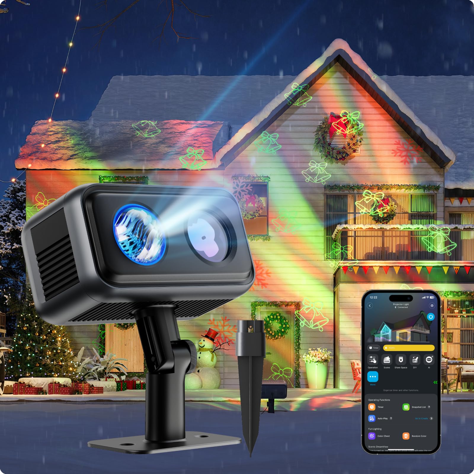 Govee Outdoor Projector Light  Upgraded Aurora Star Projector With 16 Rgb Patterns  50+ Scene Modes For Indoor & Outdoor Holiday Decor  Works With Alexa  Google  Matter  Ip65 Waterproof