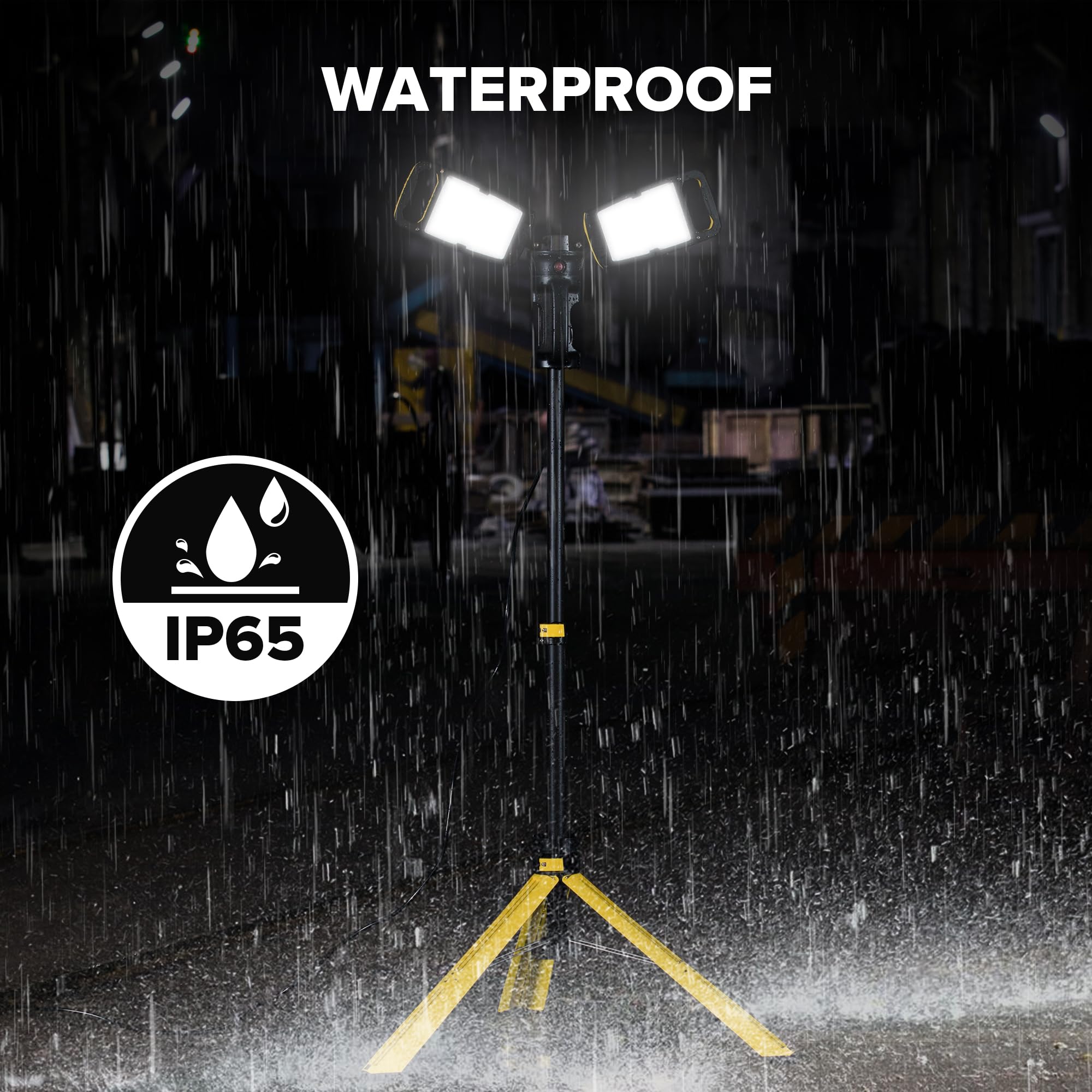 Lutec Work Light With Stand, 10000 Lumen Dual-Head Led Work Light With Telescoping Tripod, Portable Corded Led Job Site Lighting