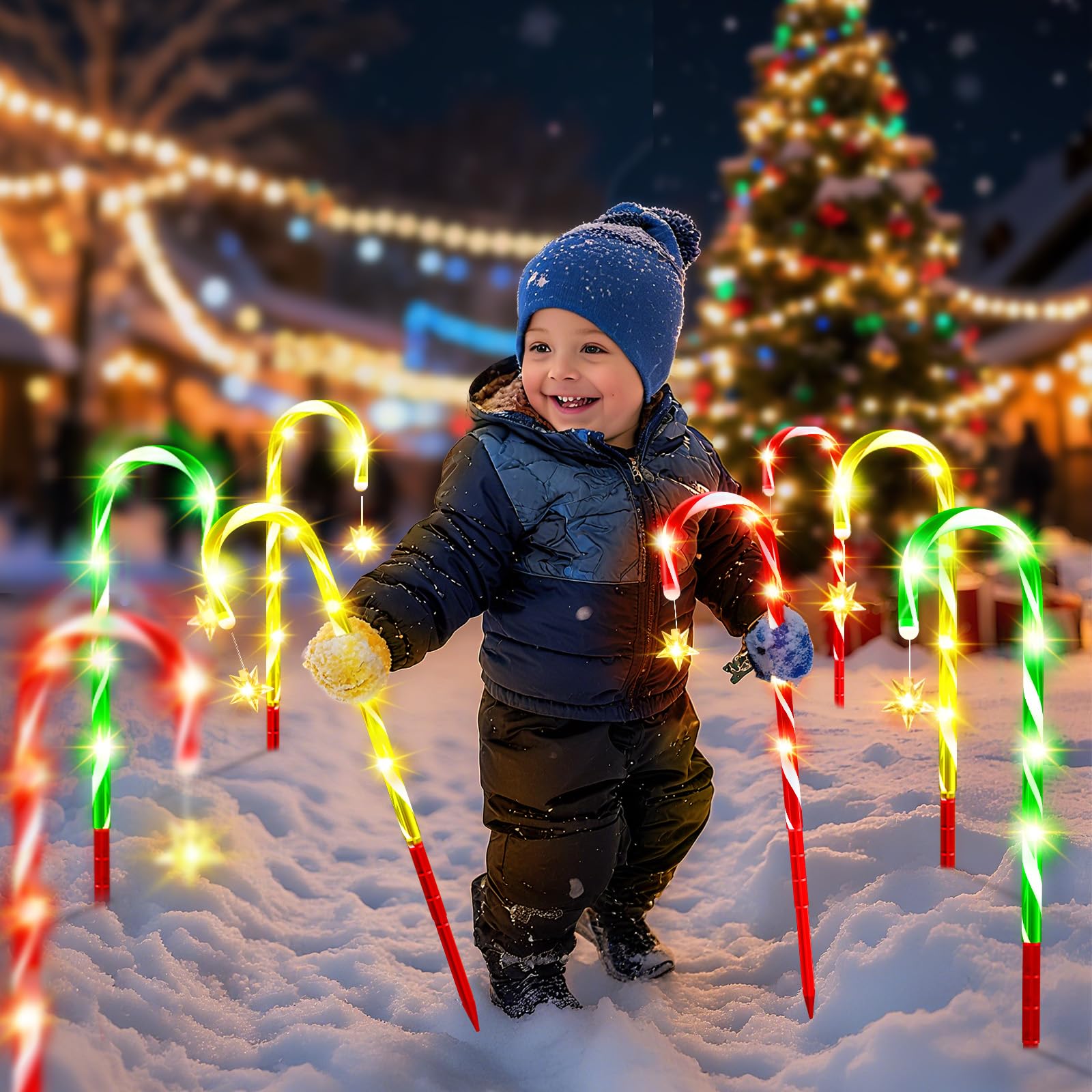 2025 Upgraded Christmas Decorations Outdoor Solar Candy Cane Lights  10 Modes Waterproof Solar Christmas Pathway Lights With Usb Charge  28 Ft 72 Leds Outdoor Xmas Decor For Yard Lawn Porch Holiday