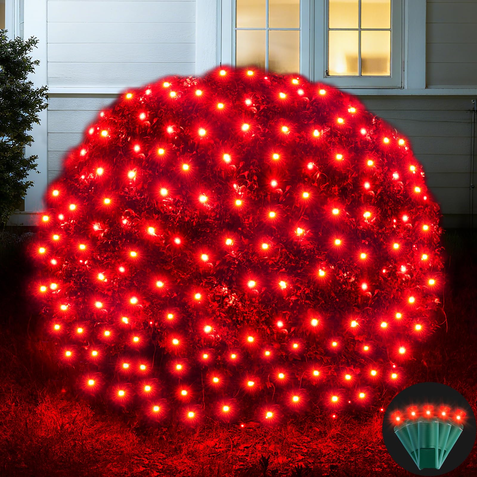 Led Net Lights Christmas Lights Outdoor 200Leds 9ft x 6ft Upgraded Red Christmas Net Lighting  Waterproof UL Listed Outdoor Indoor Large Mesh Net Light for Xmas Trees  Bushes  Shrubs Decorations