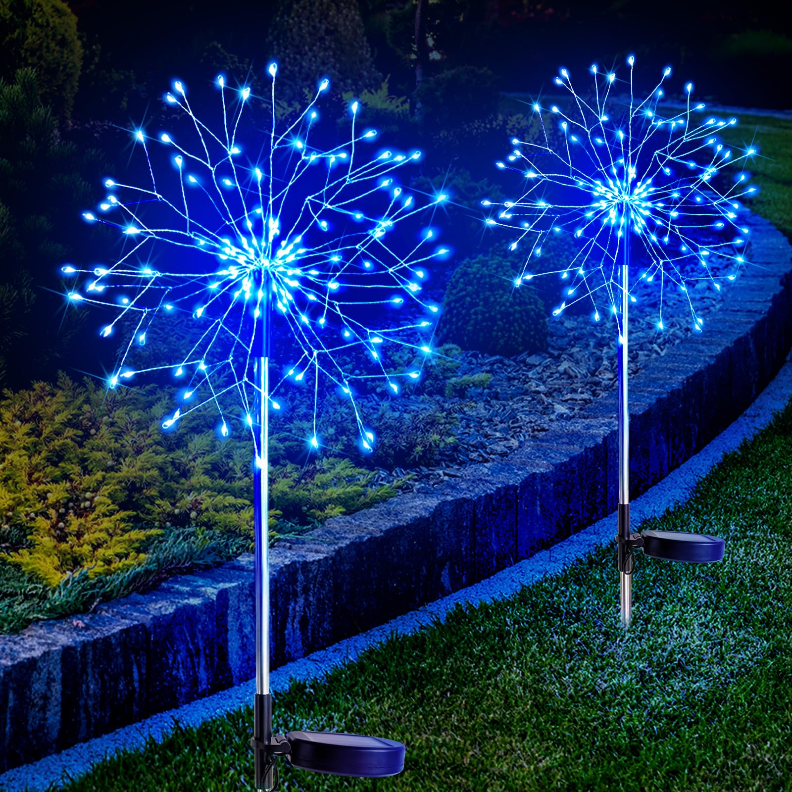 SUDDUS Solar Garden Lights Outdoor Waterproof Decorative, 2Pack 150LED Firework Lights, Solar Fairy Lights for Yard, Garden, Par