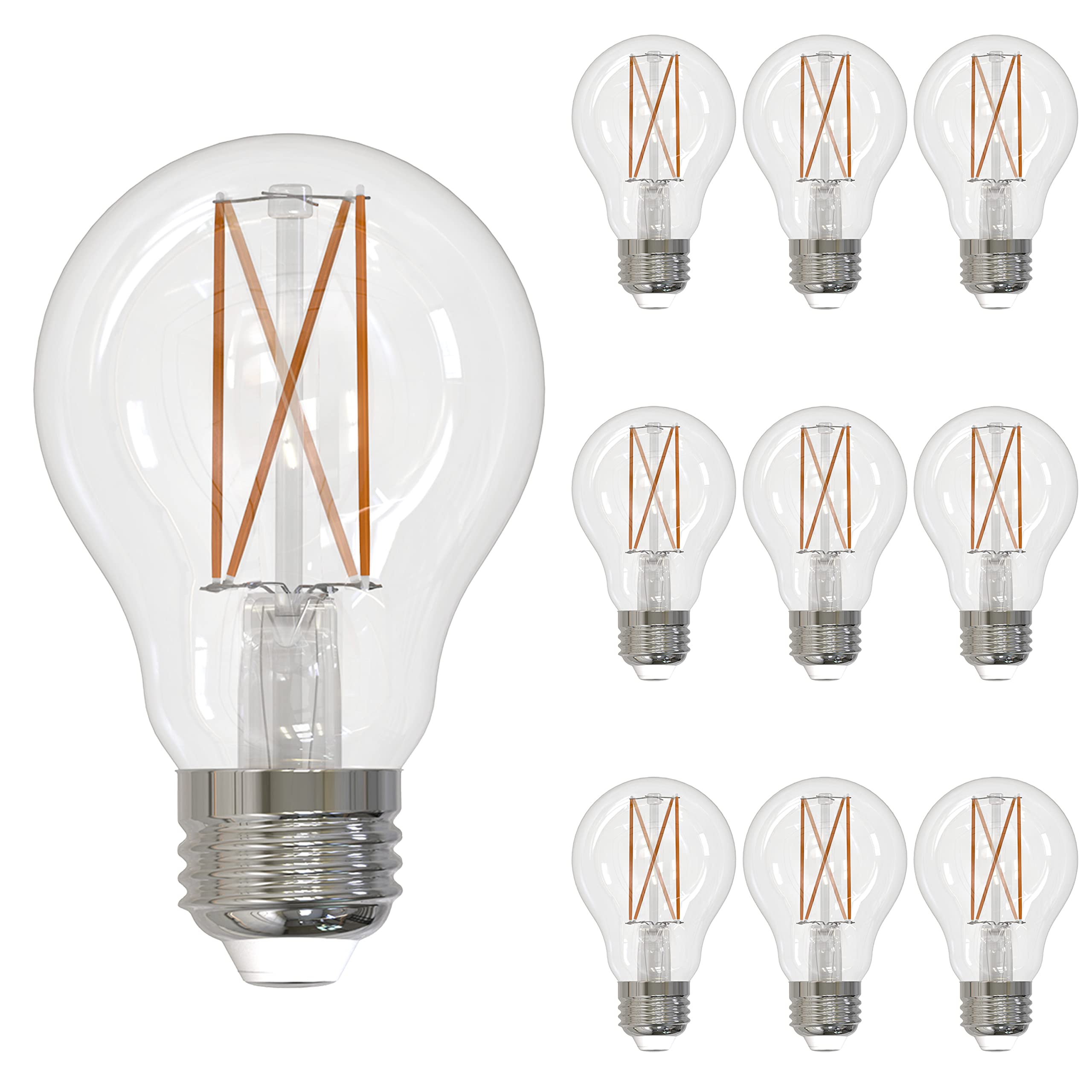 Bulbrite (Pack Of 10 Item 776768, 8.5W Led A19 Light Bulb, 3000K Filament Fully Compatible Dimming Ja8, Filaments Supports Title