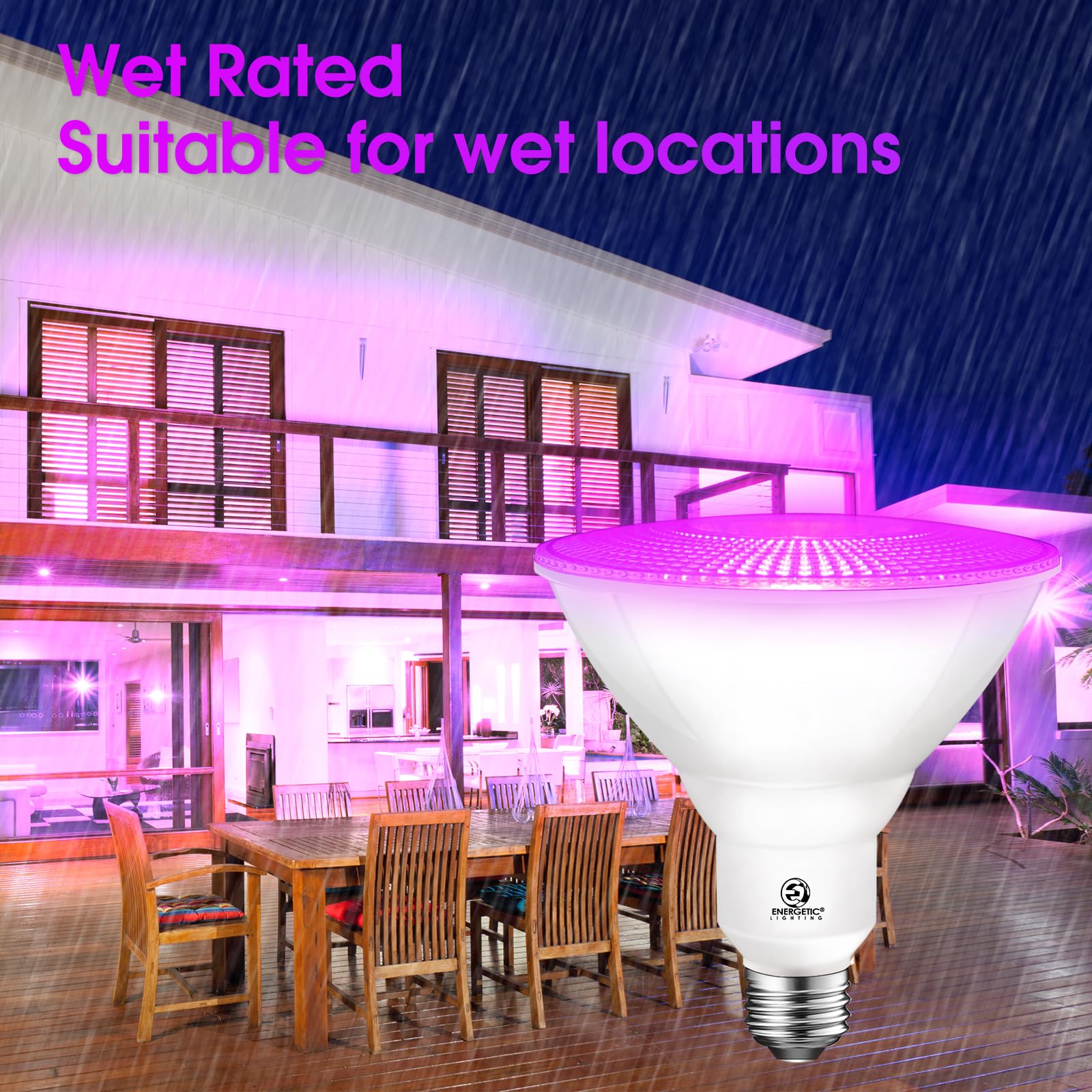 Energetic Purpule Par38 Led Flood Outdoor Light Bulb, 16W (90Watt Equi.), Dimmable, E26 Base, For Christmas Halloween Thanksgivi