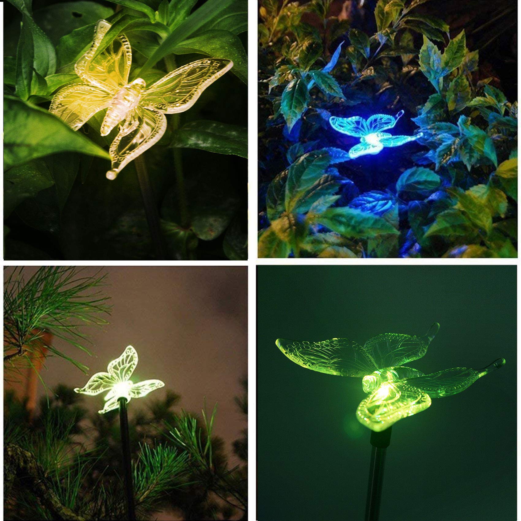 Qidea Color Changing Solar Garden Stake Light - Led Butterfly Decorative Lamp For Yard & Patio