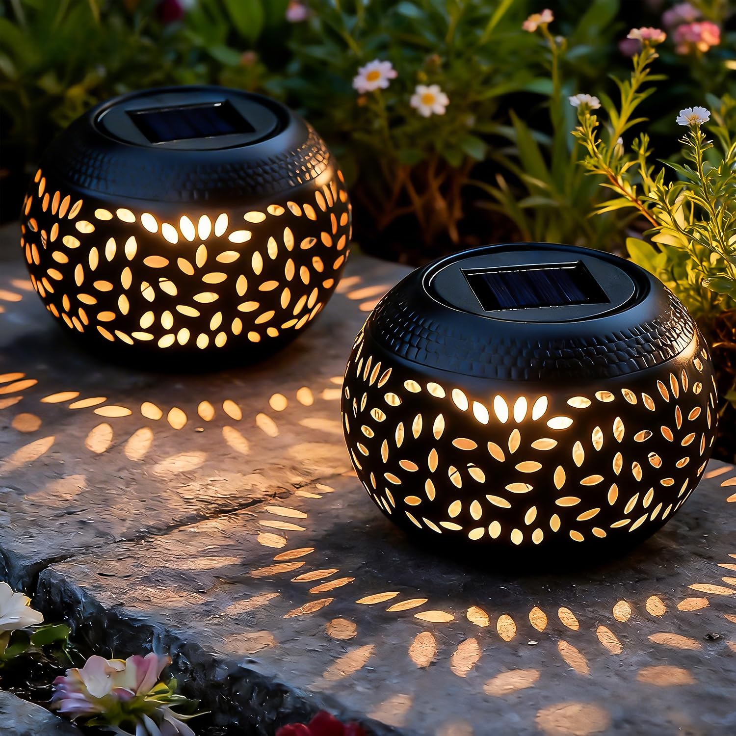 JMEXSUSS 2 Pack Solar Lanterns Outdoor Waterproof, Outdoor Lanterns for Porch, Solar Table Lamps for Outside Patio, Garden, Camp
