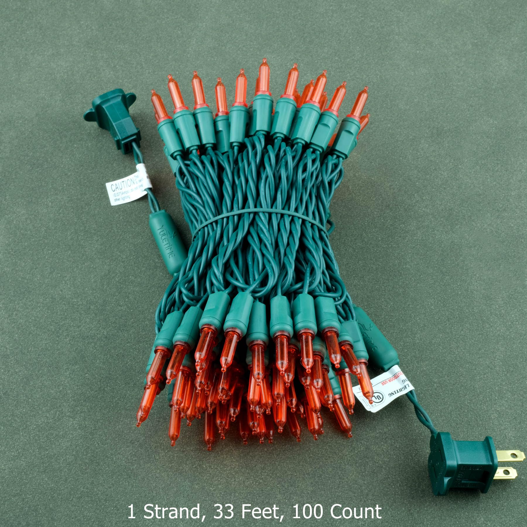 YULETIME T5 LED Christmas Lights, 33 ft Waterproof, Red, Green Wire, Model YX-T5-100-3