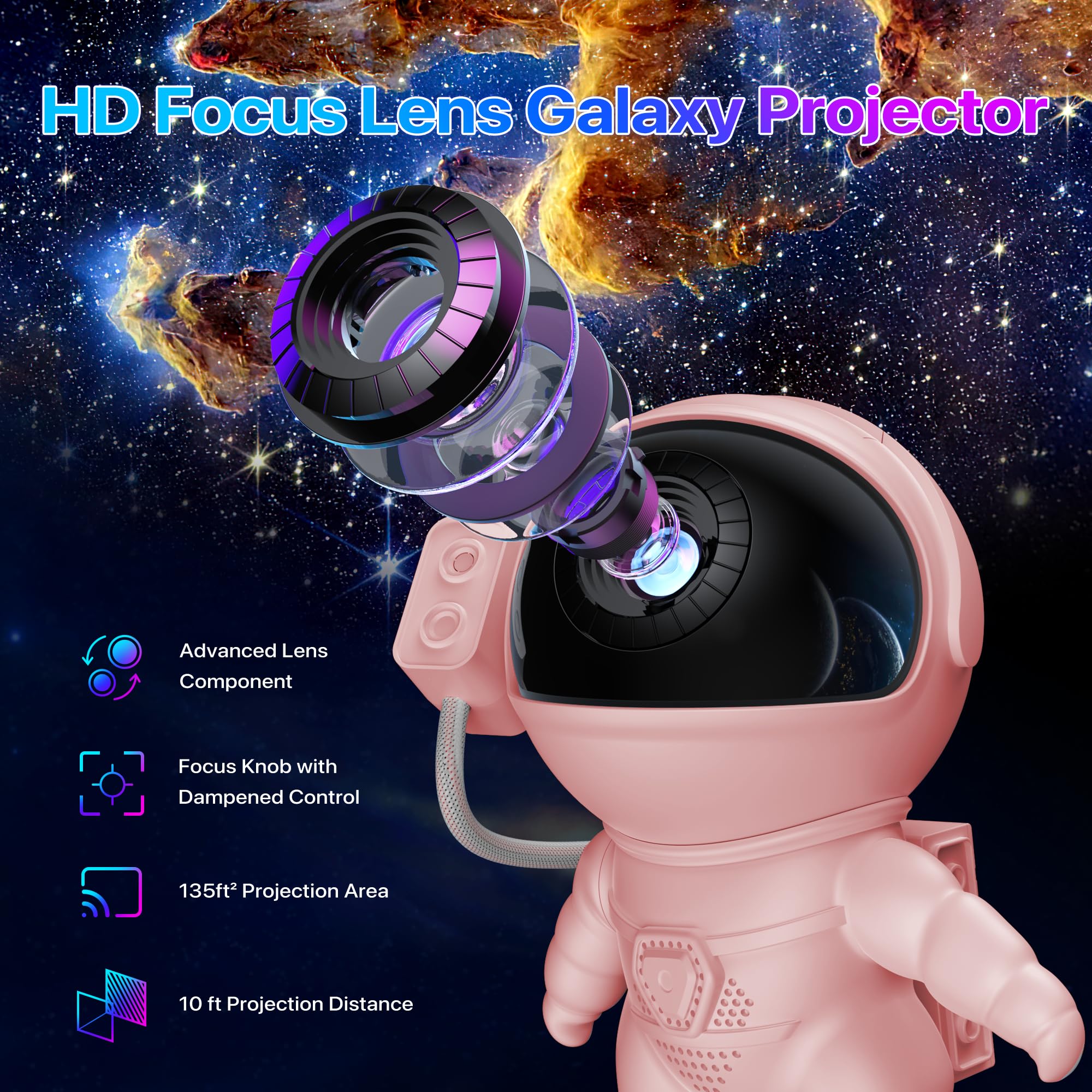 Flylily Galaxy Projector, 12 In 1 Hd Planetarium Astronaut Galaxy Projector For Bedroom, Galaxy Star Night Light Projector For K