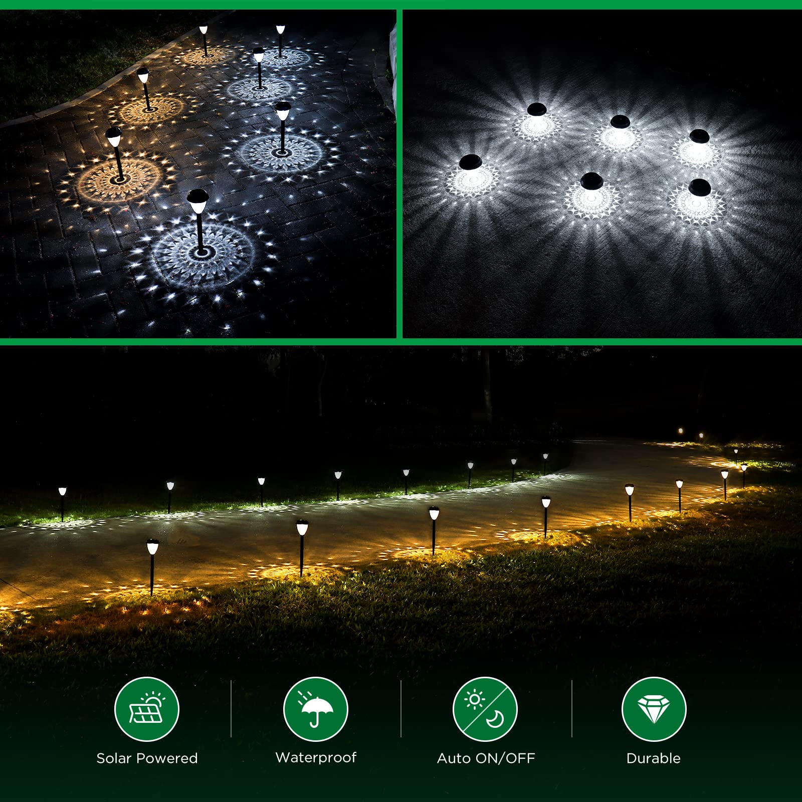 Urago Super Bright Solar Lights, Waterproof 10 Pack, Dusk To Dawn Up To 12 Hrs Solar Powered Outdoor Pathway Garden Lights Auto