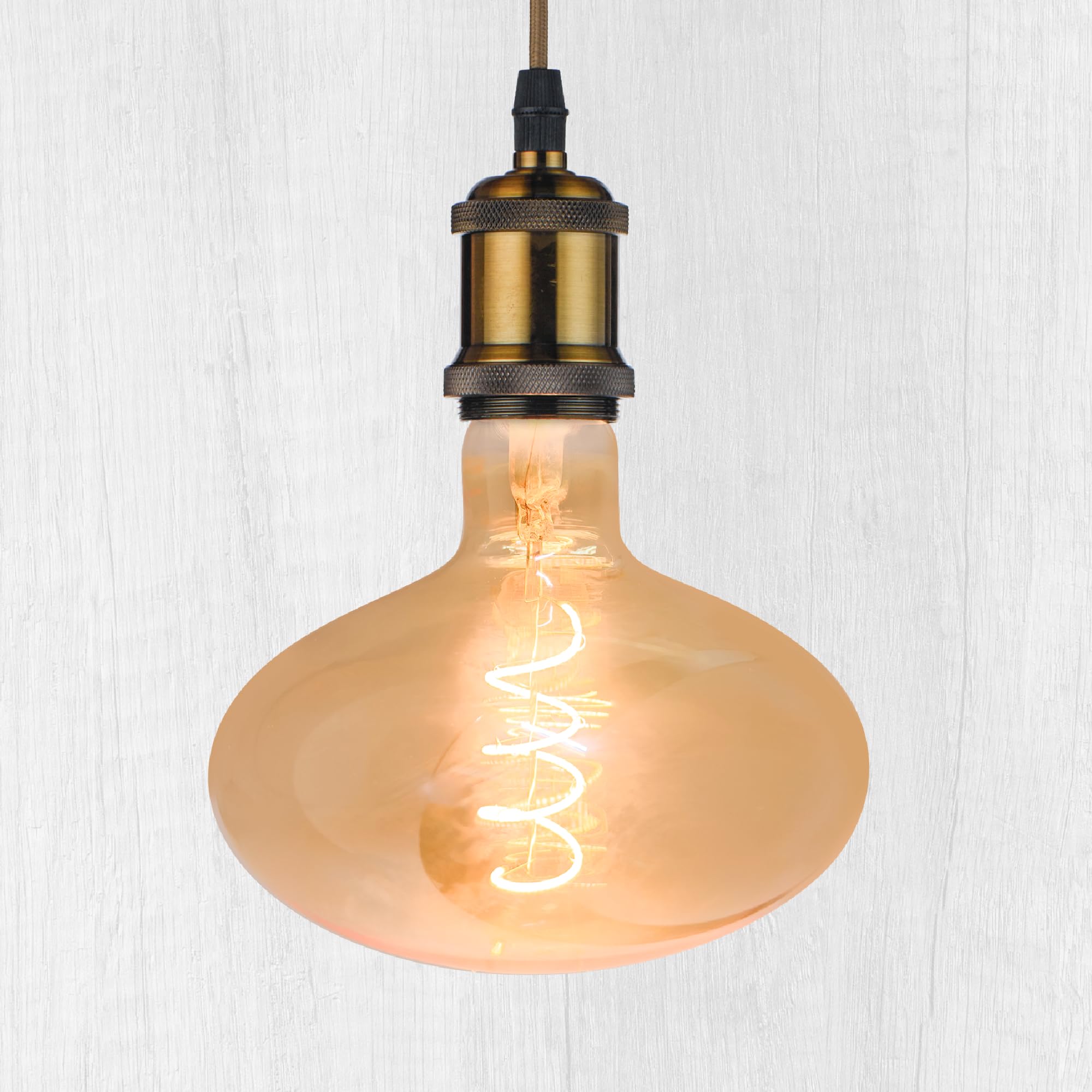 Whfialux Oversized Decorative Led Light Bulbs Giant Vintage Edison Light Bulb Tm160 Huge Mushroom Shape Bulbs Pendant Lighting Amber Glass 2200K Warm White 6W Dimmable 250Lm(40W Eq.) E26 Base (Tm160)