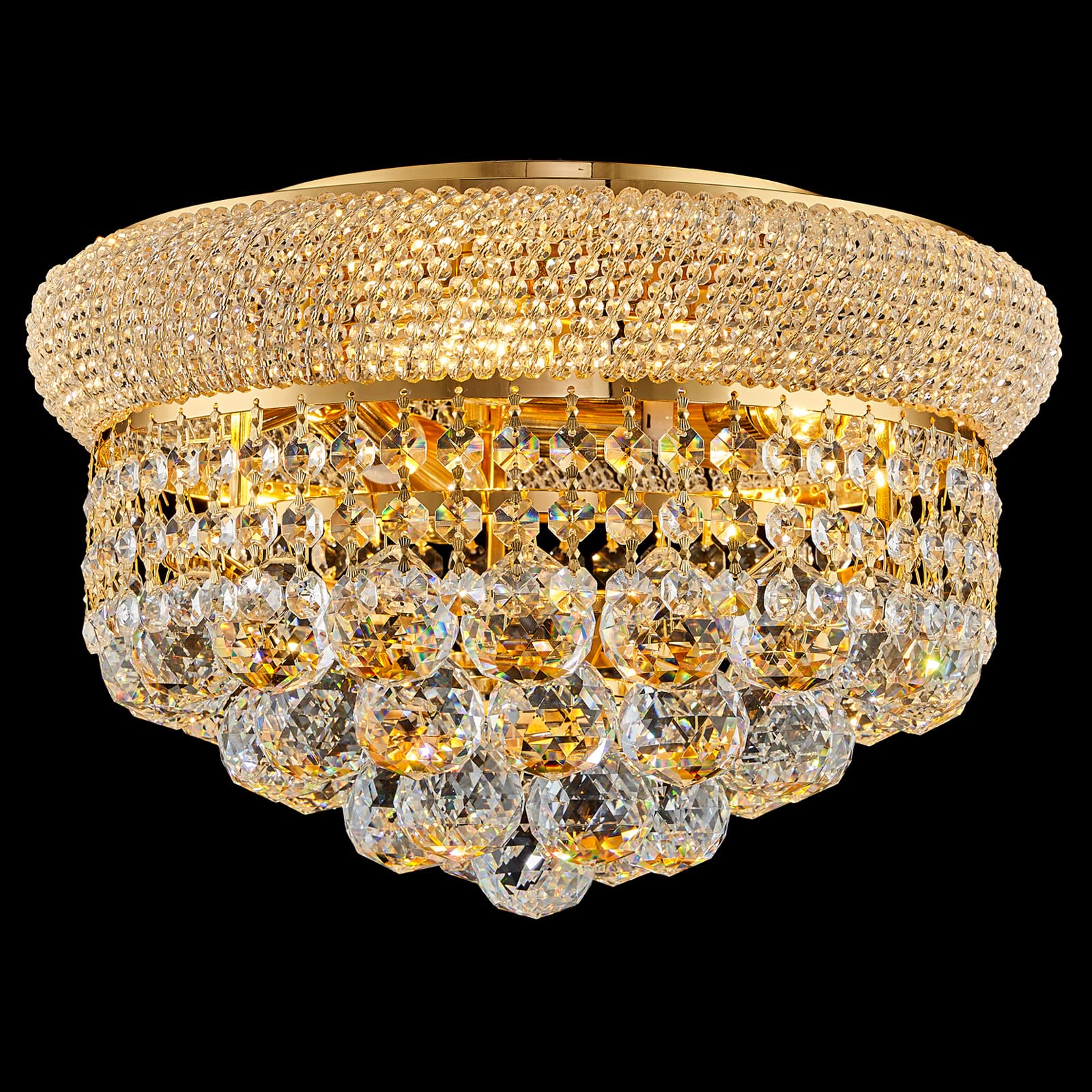 Homeooze 5 - Light 14'' Crystal Flush Mount Chandelier Ceiling Light Fixture for Bathroom Hallway Entryway Closet Bedroom Laundr