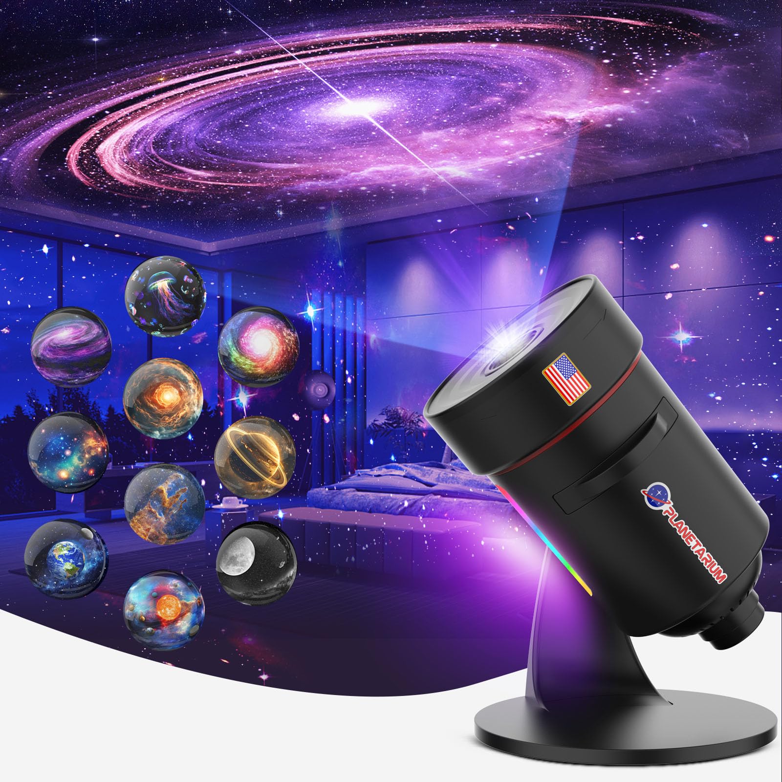 [2025 8th Gen] Star Projector, Galaxy Projector for Bedroom Night Light with Timer, Mood Lighting, Solar System Realistic Space