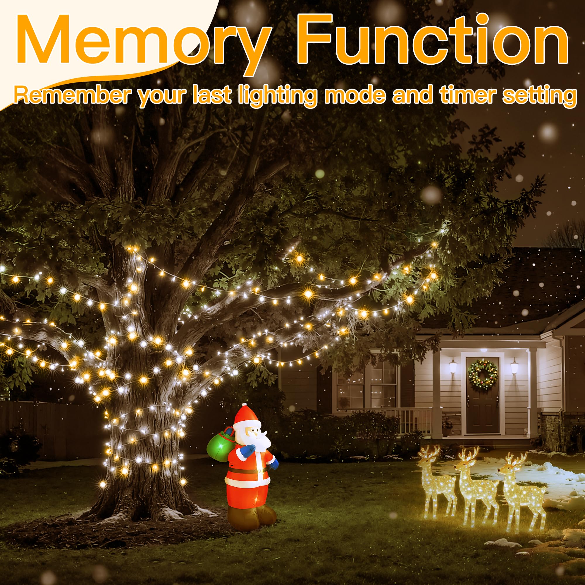 Ollny Warm White And Cool White Christmas Lights Waterproof  400Led 131Ft String Lights With Remote 3 Timer  Plug In 8 Modes Fairy Light For Xmas Tree Indoor Bedroom House Decorations