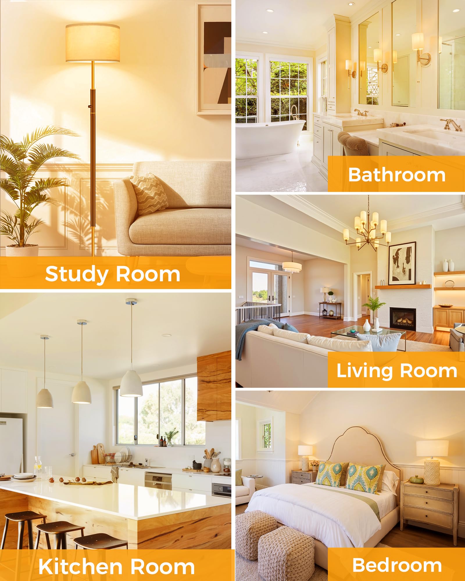 EvaStary G45 LED Light Bulbs, 6W 60W Equivalent, Soft White 3000K, E26 Base, Non-Dimmable, 6 Pack for Home and Party