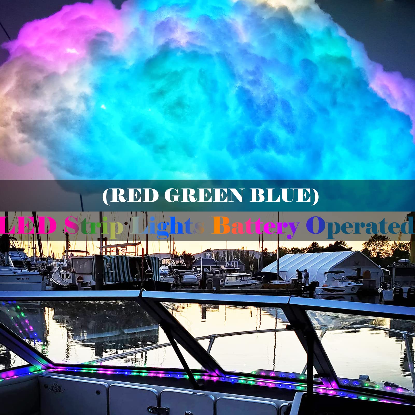 Echosari 9.8Ft 90Led Rgb Strip Lights Battery Powered Remote Control, 8 Modes, Dimmable, Timer, Self-Adhesive, Cuttable, Waterpr