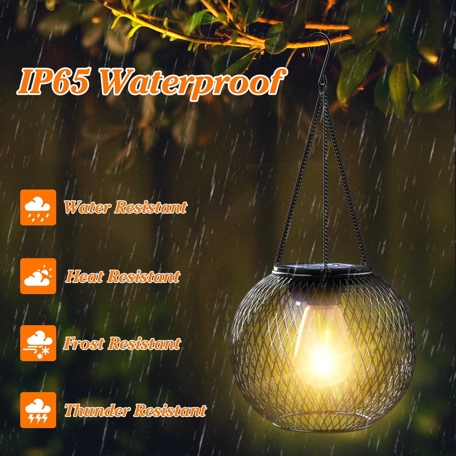 Solar Lanterns Outdoor, Ortiny Upgraded Solar Lights For Outside Decorative Outdoor Hanging Lights For Halloween Christmas Waterproof Retro Powered Lighting For Yard Garden Patio Pathway Tree,2 Pack