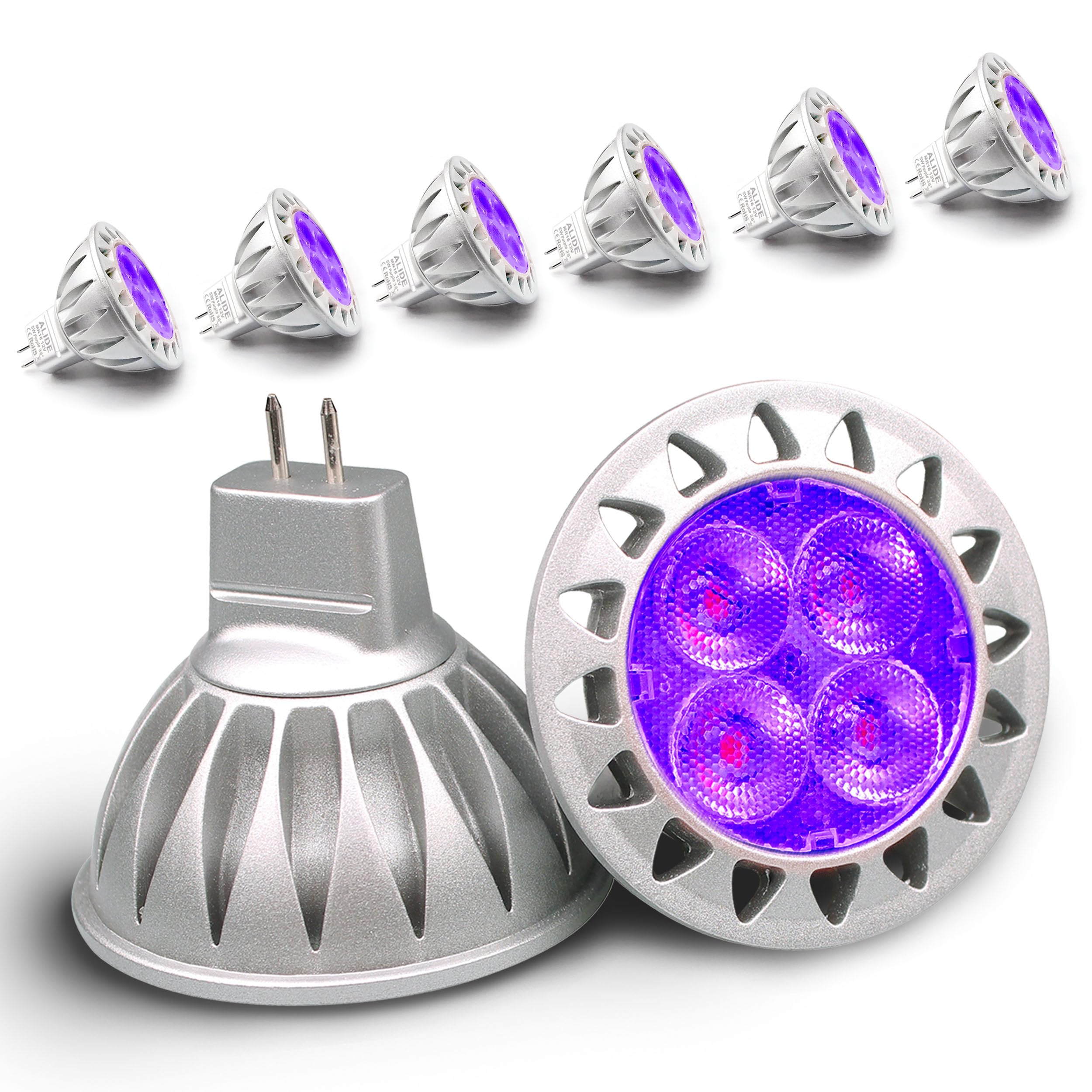 Alide Purple Mr16 Gu5.3 Led Bulbs 5W 20W 35W 50W Halogen Equivalent 12V Low Voltage Mr16 Led Purple Bulbs For Halloween Outdoor Landscape Yard Garden Tree Pool Holiday Lighting 38 Deg 6 Pack