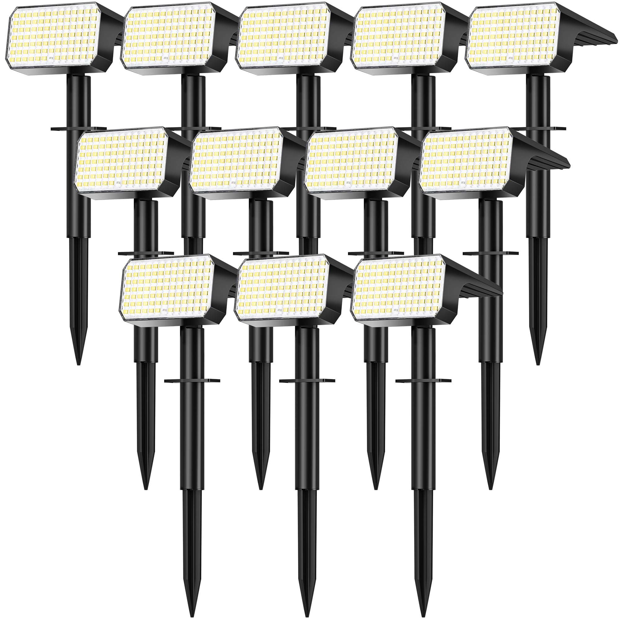 LANSOW 12 Pack Solar Spot Lights Outdoor Waterproof IP67, (90 LED/4 Modes) Solar Landscape Spotlights, 2-in-1 Solar Powered Floo