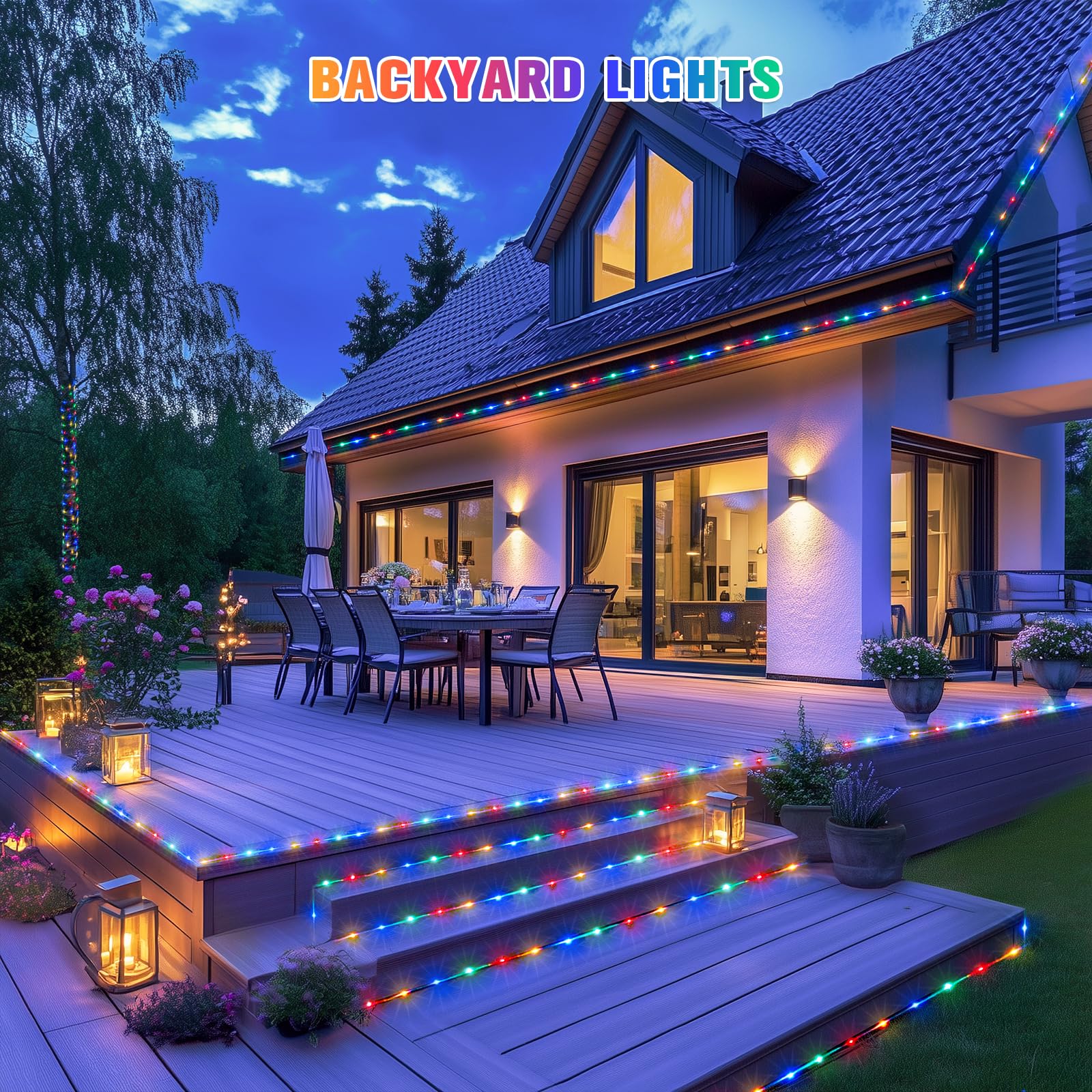 JMEXSUSS Solar Rope Lights, 200 LED, 66ft, IP65 Waterproof, Multicolor, 8 Modes, Outdoor Camping and Trampoline Accessories