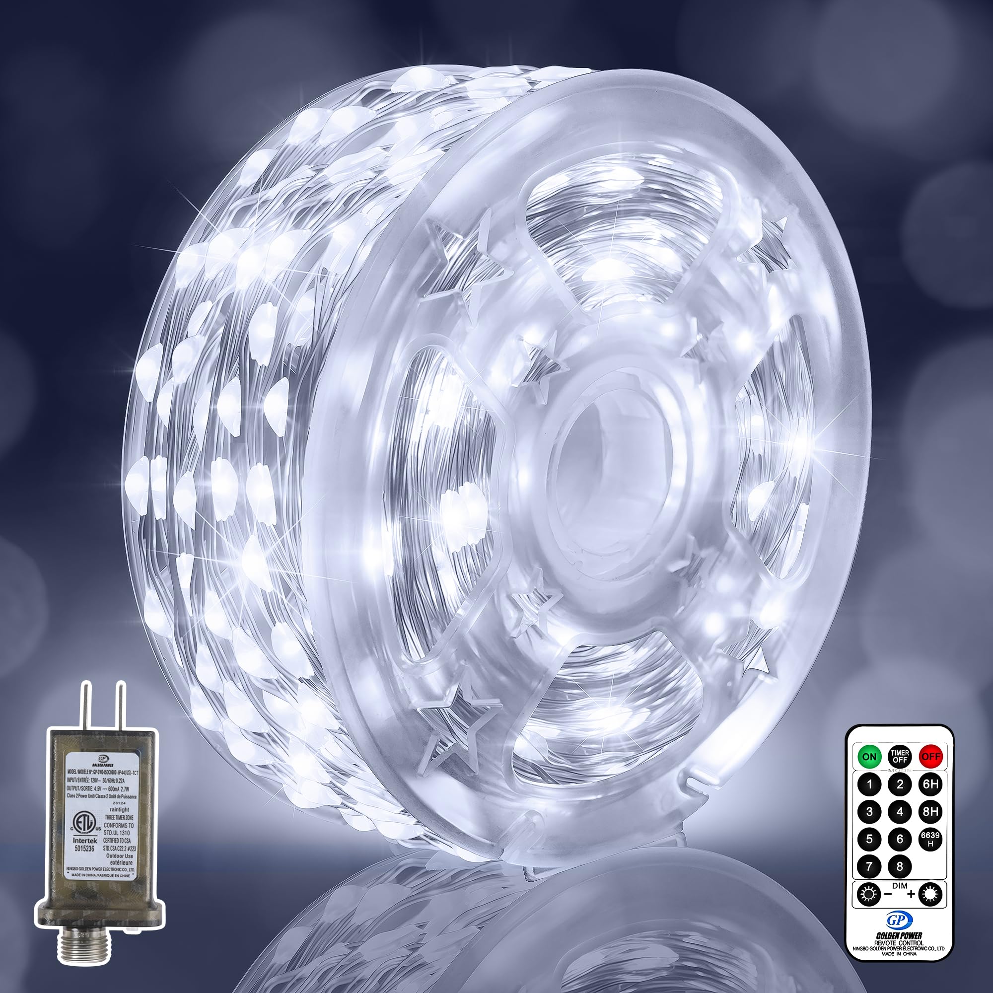 XURISEN 296FT Fairy Lights, 900LED Twinkle String Lights, 8 Modes, Copper, Cool White
