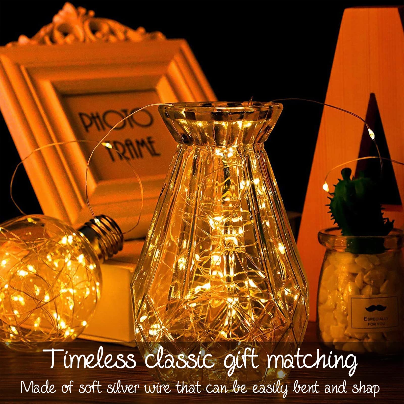 Ineximun 24 Pack Led Fairy Lights Battery Operated 7Ft 20Led Warm White Mini String Lights Waterproof Christmas Lights For Mason Jars Bedroom Diy Party Wedding Christmas Decor