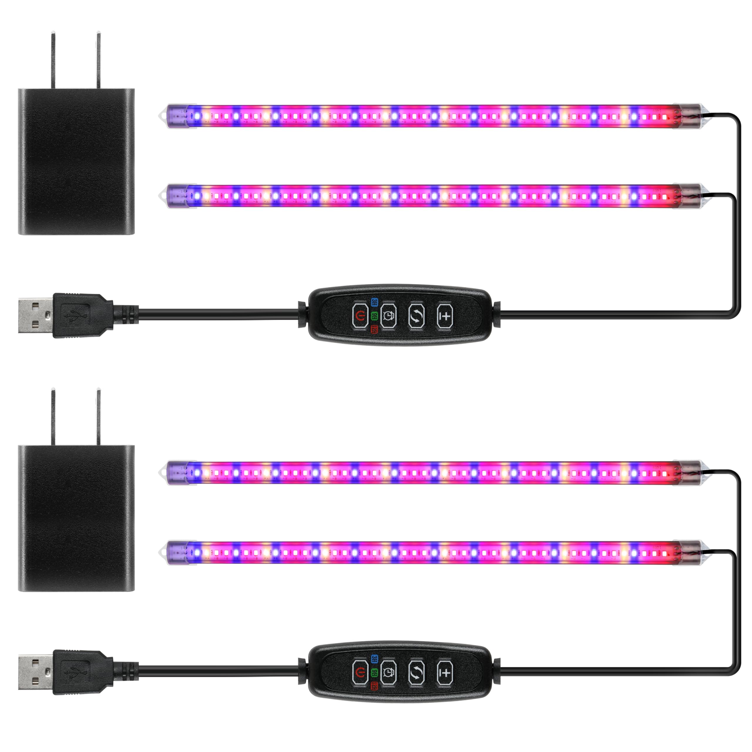 Ipower 20W Led Plant Grow Light Strips Full Spectrum For Indoor Plants With Auto On/Off 3/9/12H Timer, 10 Dimmable Levels 48 Led