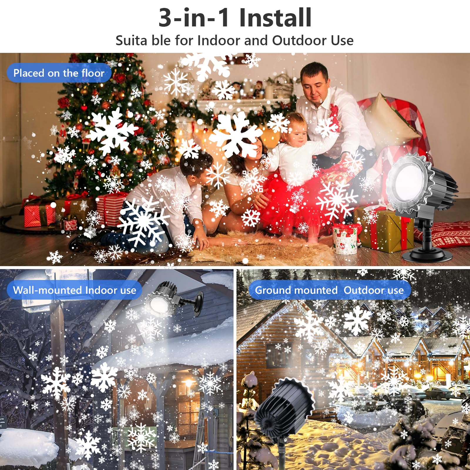 Christmas Snowflake Projector Lights, Led Projector Lamp Outdoor, Christmas Decorations Lighting For Indoor/Outdoor Xmas Holiday