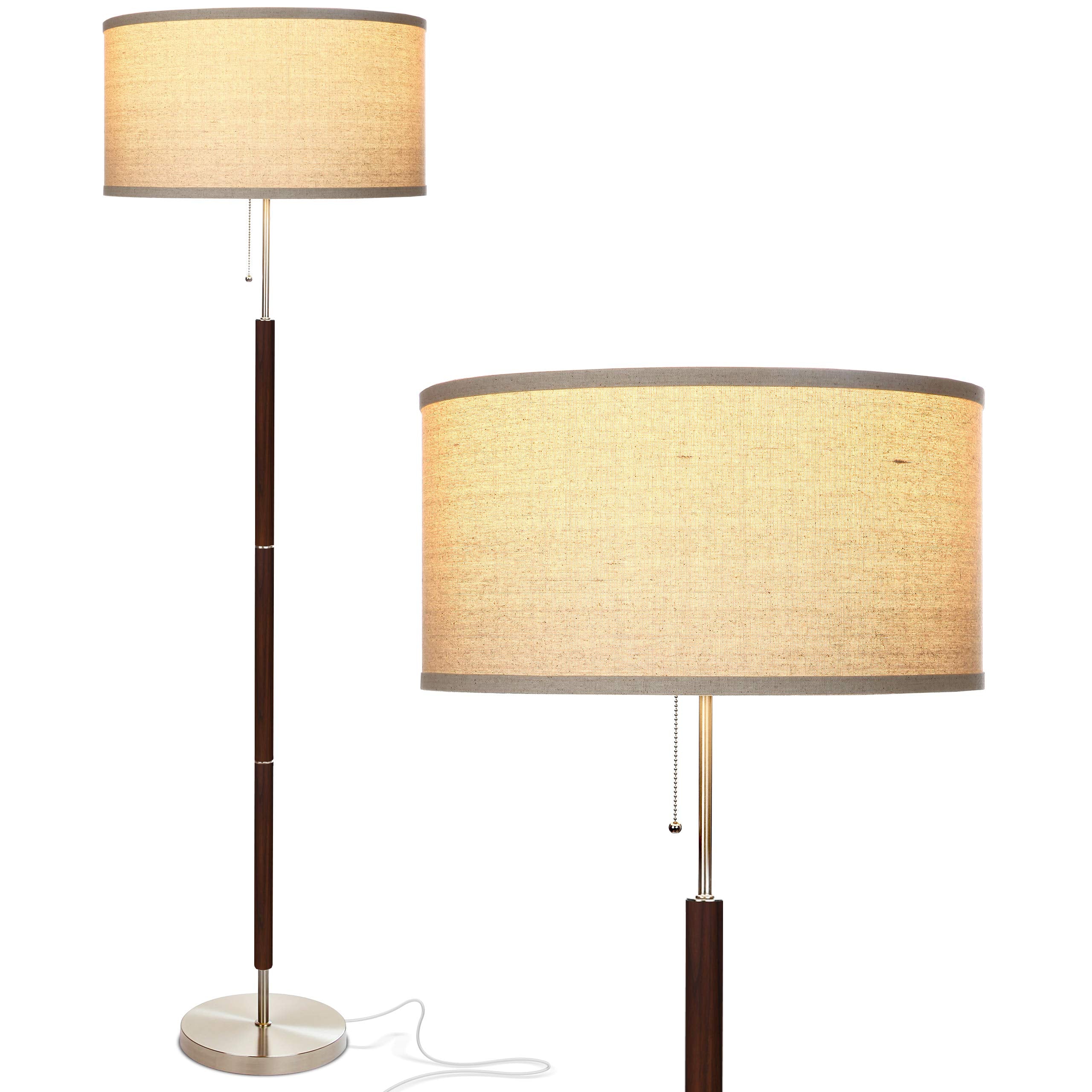 Brightech Carter LED Floor Lamp, Mid-Century Modern, Walnut Wood, 13inx20inx10in, Metal Shade