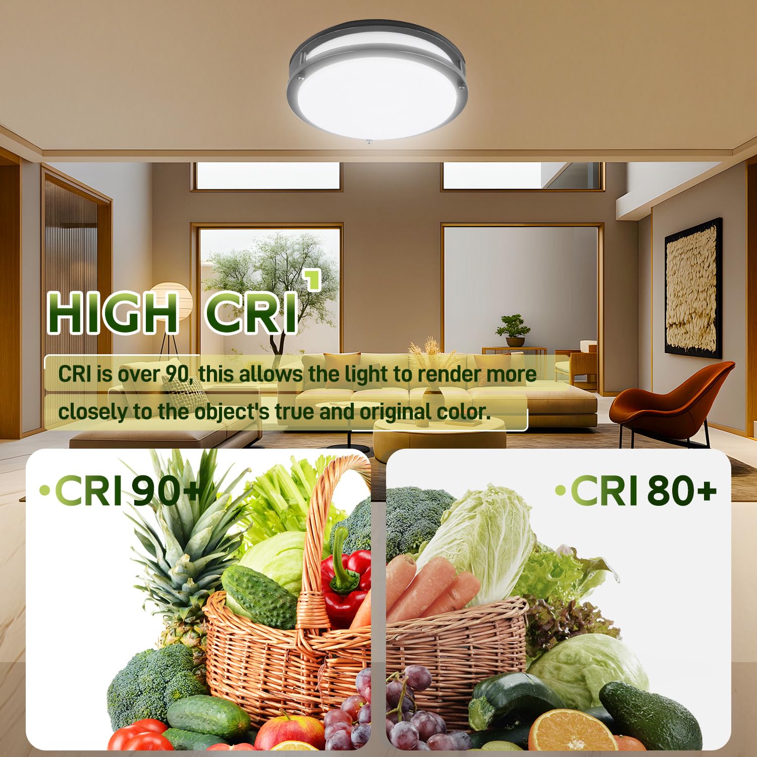 hykolity LED Flush Mount Ceiling Light, 16 inch, Dimmable, 36W, 2200LM, Oil-Rubbed Bronze, Model HBCE-16C-O5