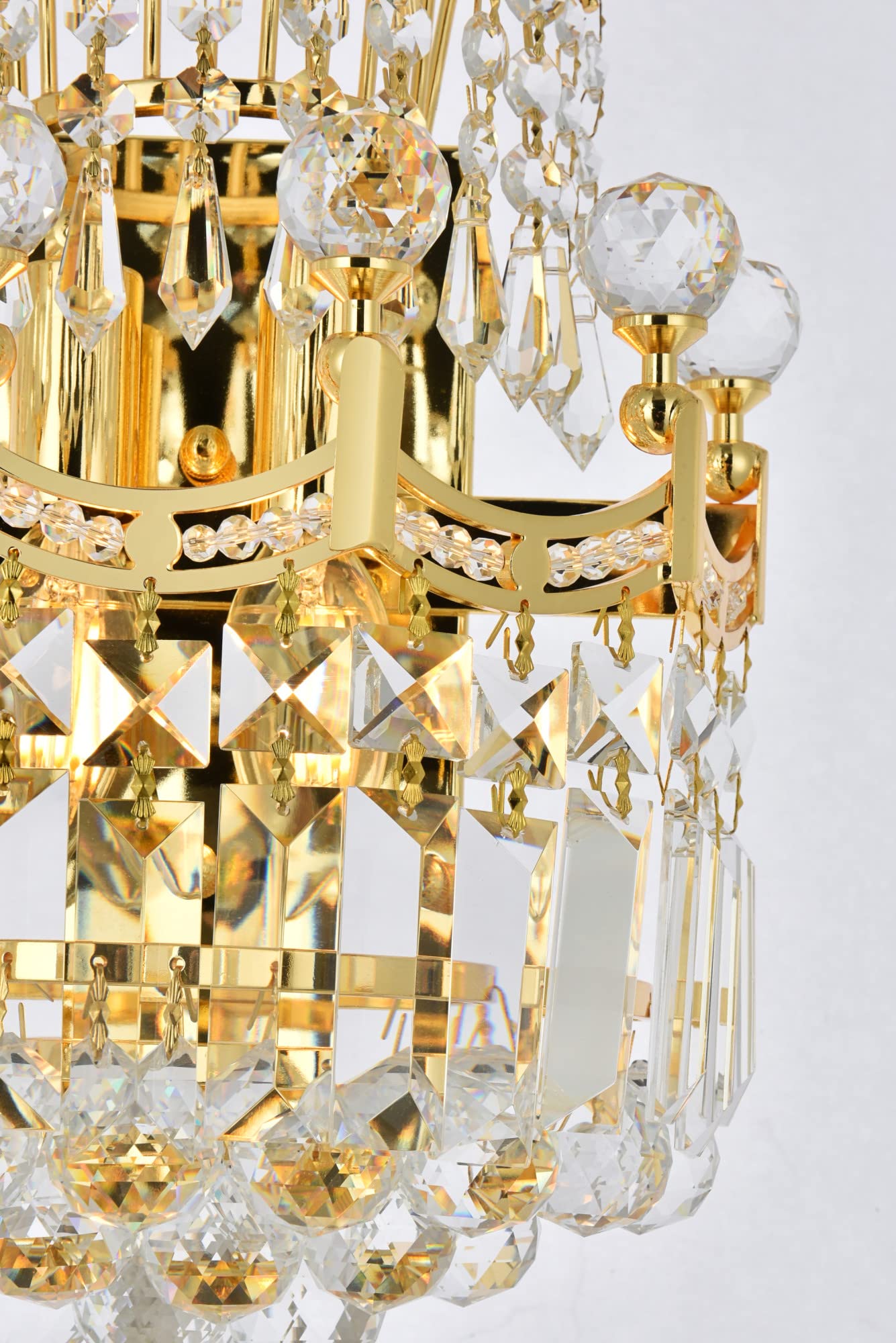 Elegant Lighting Corona Gold Two-Light Wall Sconce With Royal Cut Crystal