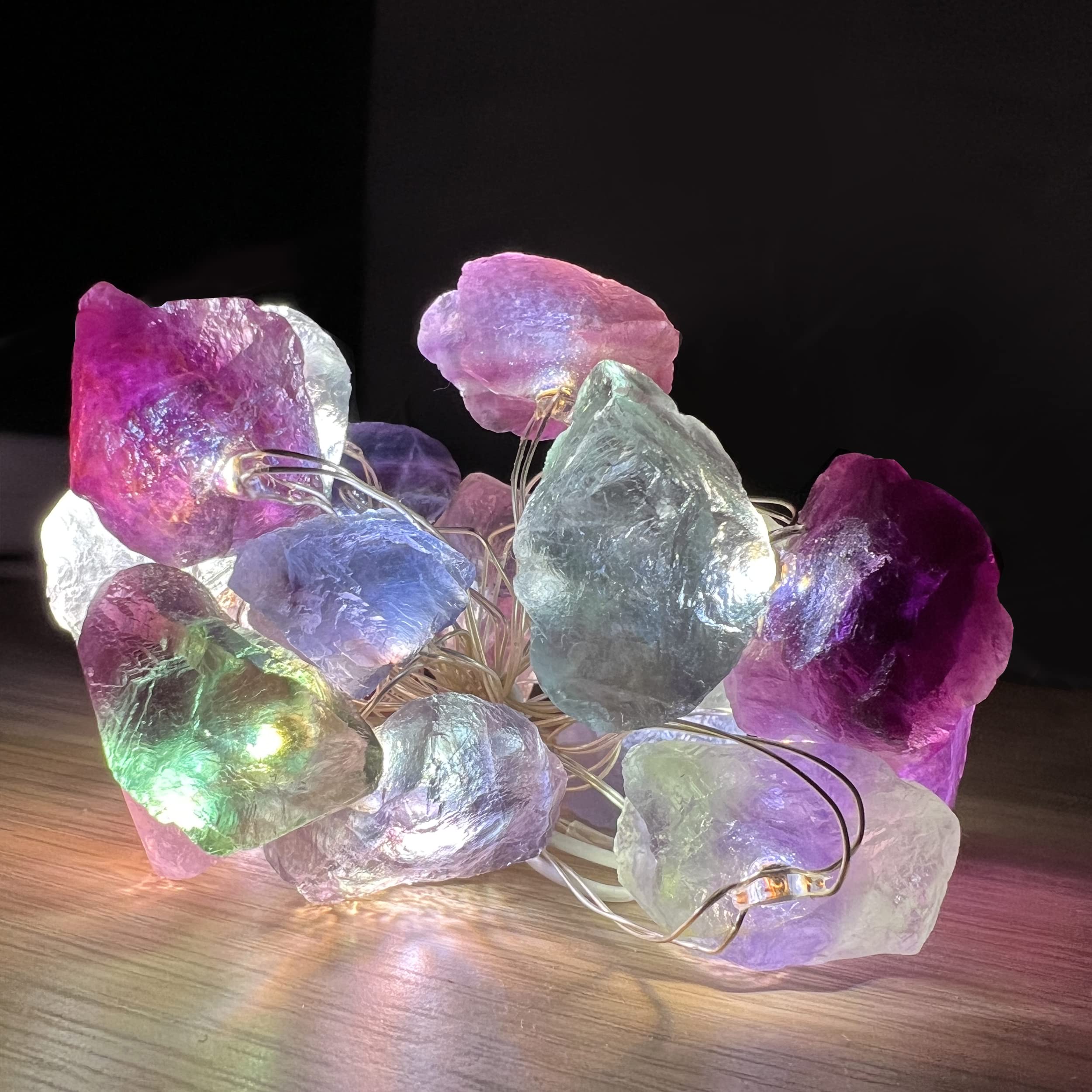 MIYA LIFE Fluorite String Lights 20 LED USB/Battery Operated 6.5 FT Multicolor Nature Crystal Decor
