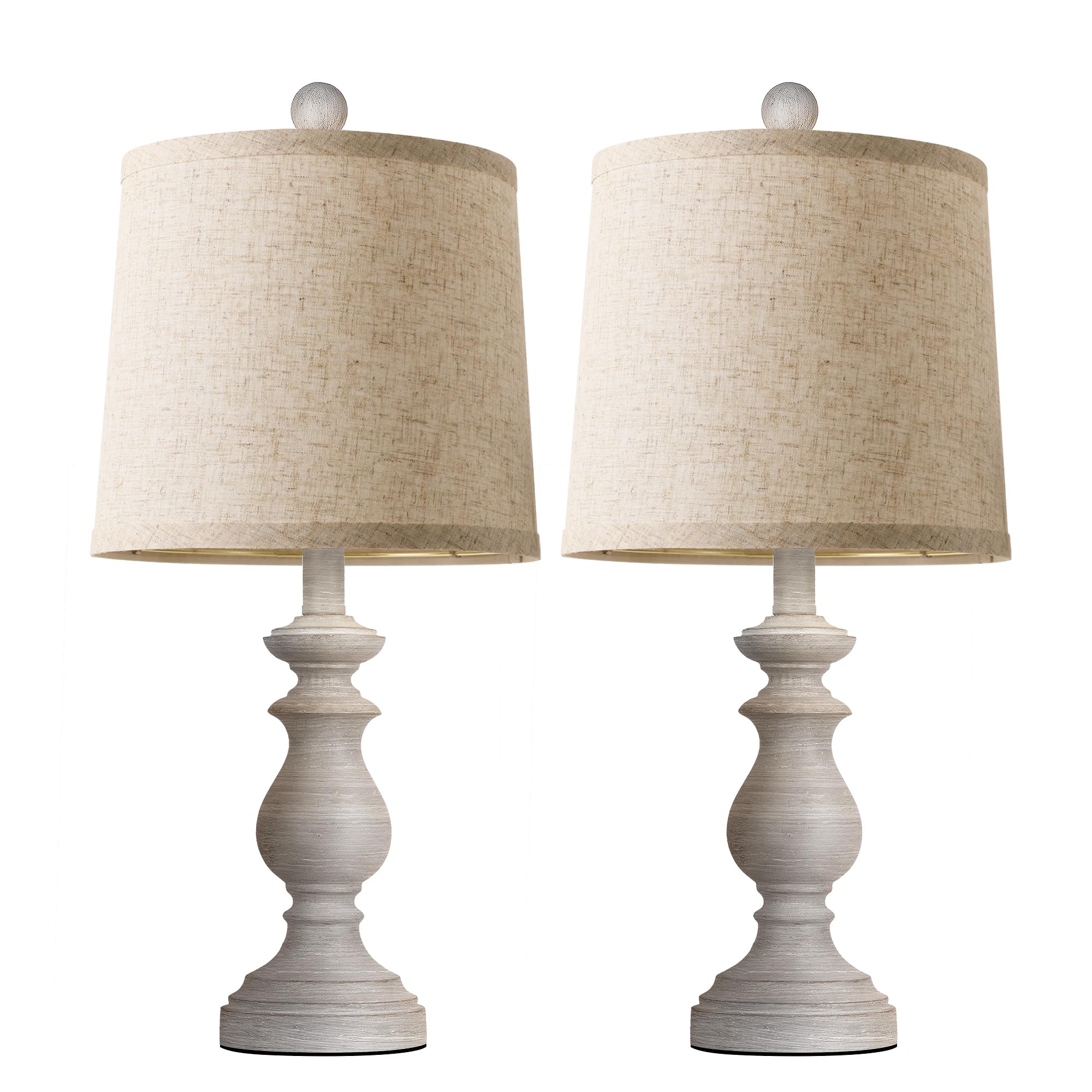 PARTPHONER Traditional Table Lamp Set of 2, 22in Antique Grey Vintage Lamps for Living Room Bedroom, Model STR-DL-0004