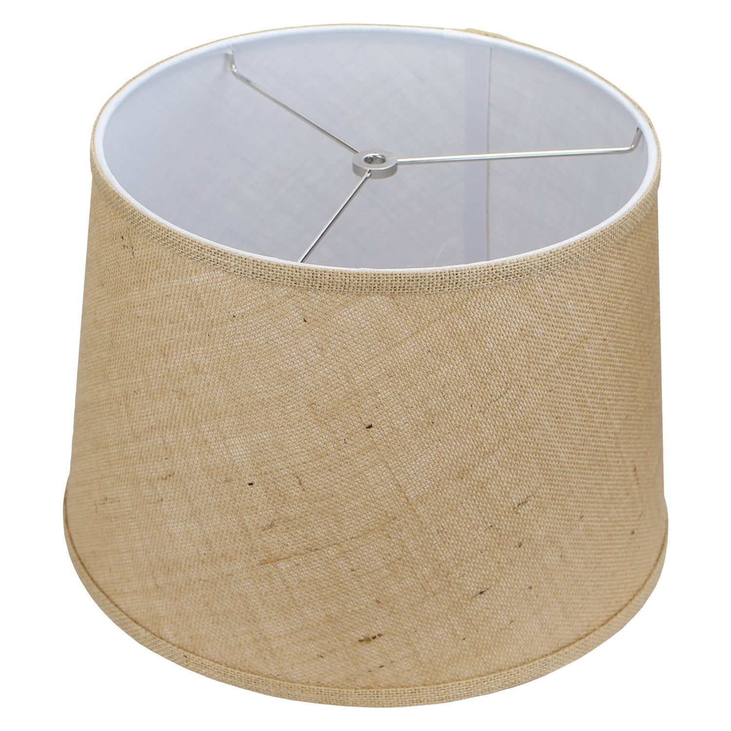 FenchelShades.com Fabric Barrel Lampshade 12in Top x 14in Bottom x 10in Slant Burlap Natural Model 12-14-10-W-B-NAT
