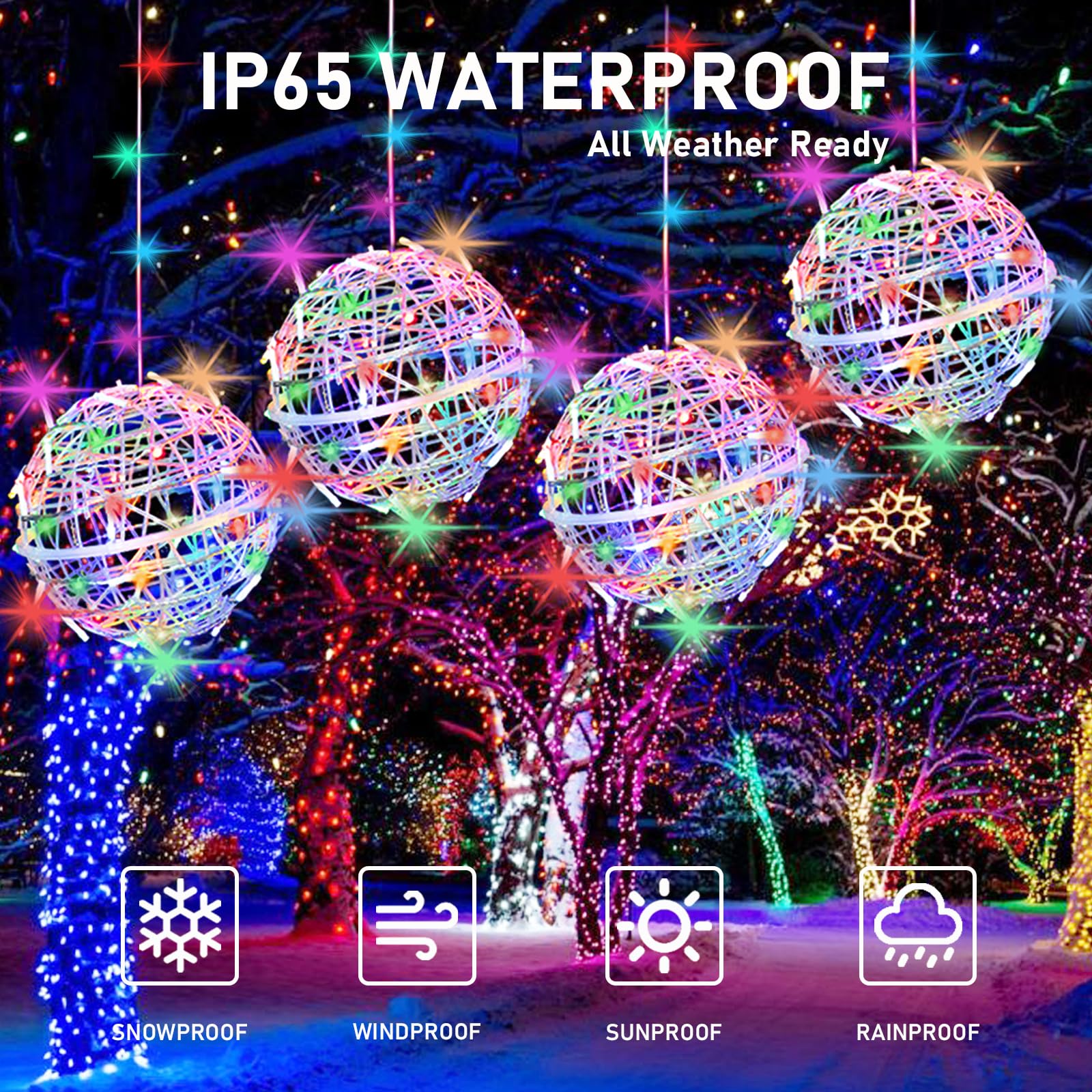 Outdoor Balls Lights Hanging Tree Garden Lights - 4 Pack 15.7'' Sphere Lights With Plug In Globe Lights Trees Garden Lights For