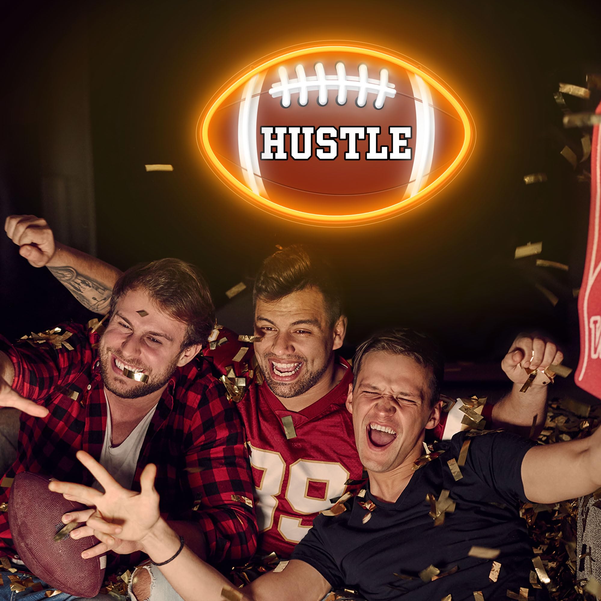 CULOIS Football Neon Sign - LED Wall Decor for Game Rooms, Orange Acrylic Light for Teens and Football Fans