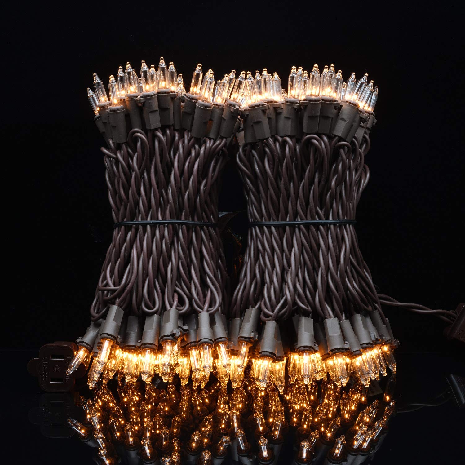 Yuletime Clear Christmas Lights, 66Ft 200 Count, Ul Certified, Brown Wire, Incandescent Mini Light Set, Model Dds-L-100E/2F