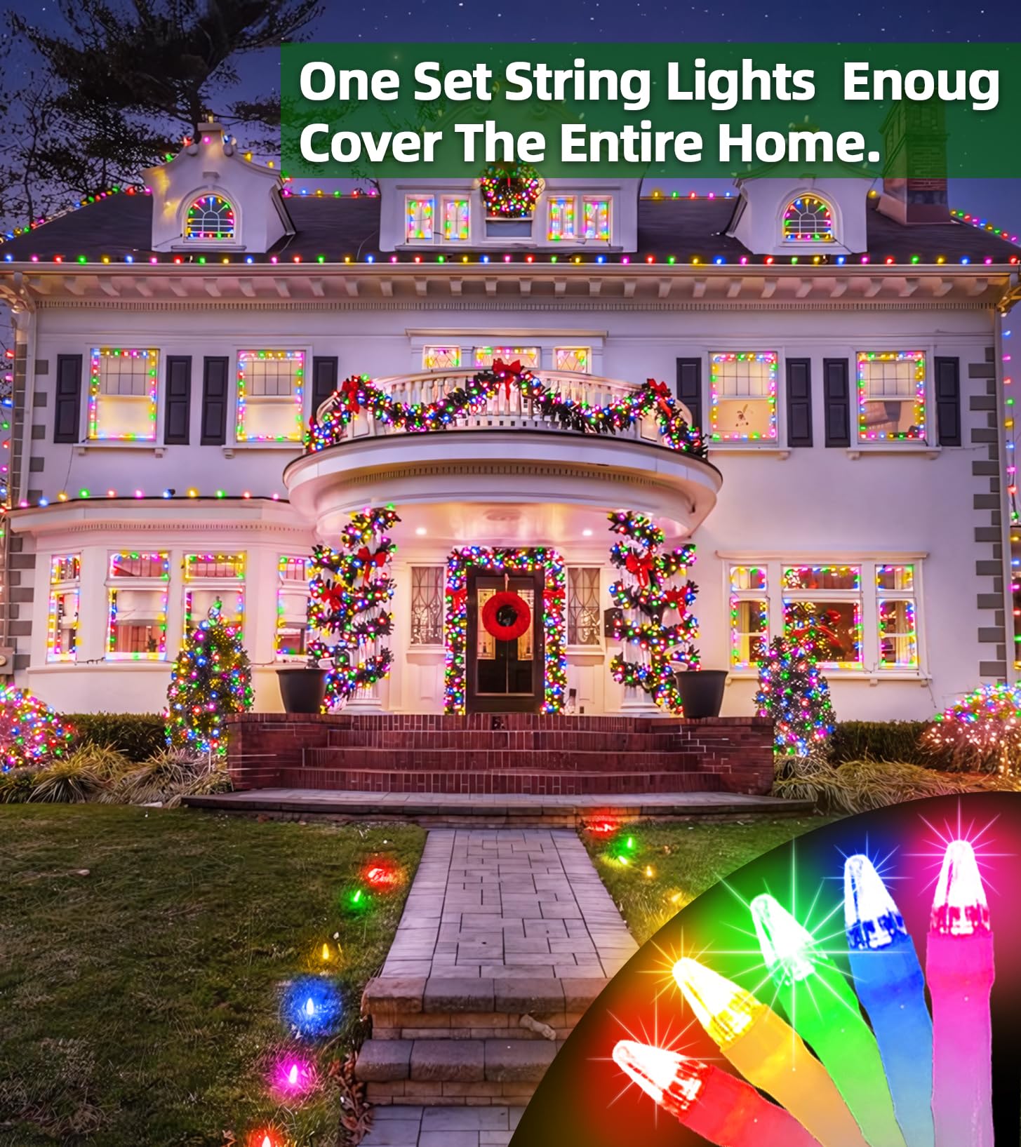 750 Led 246Ft Christmas Lights Outdoor, Super Long Waterproof Christmas String Lights With 8 Modes, Christmas Tree Lights With T