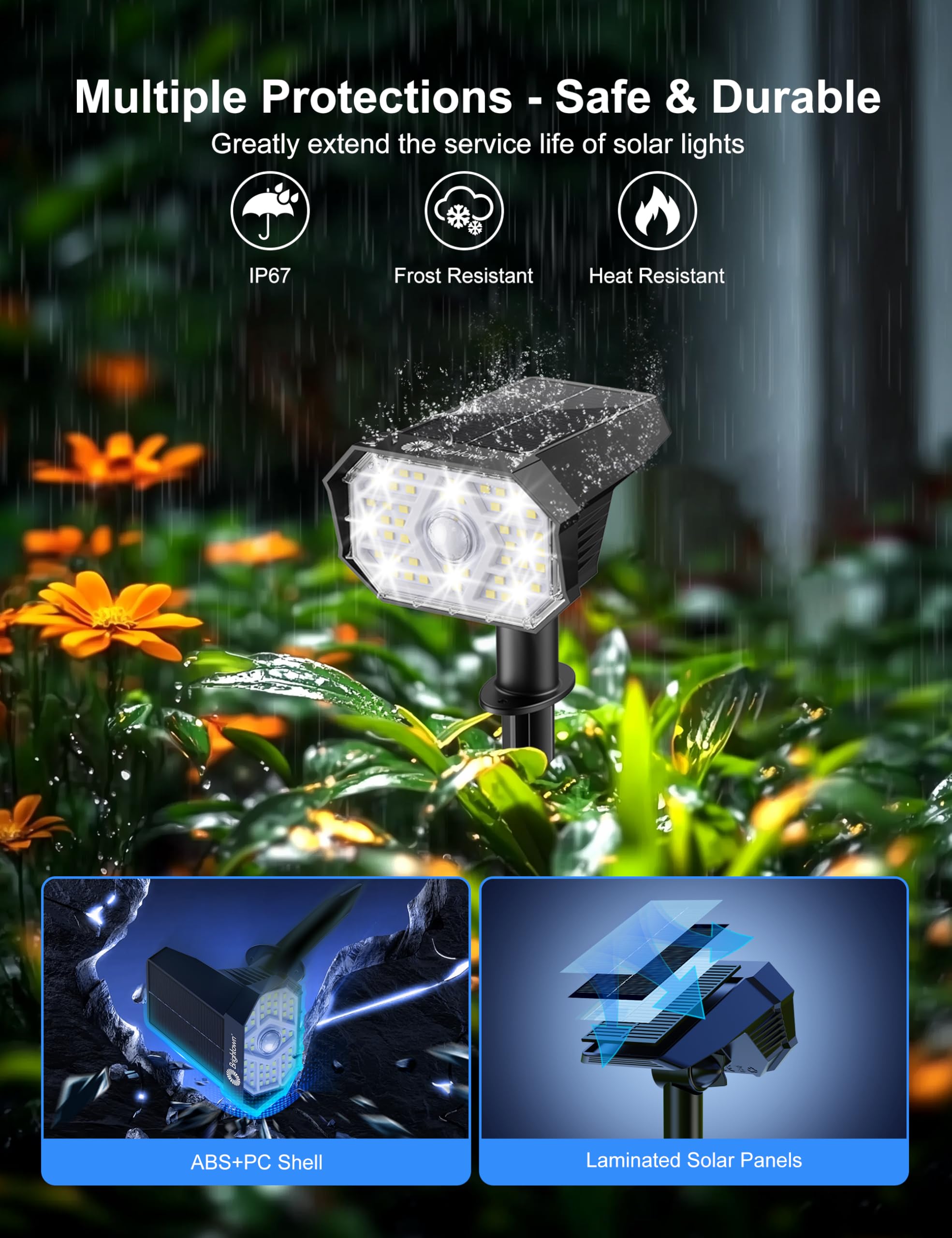 Brightown Solar Motion Lights 4 Pack - 58 LED, Waterproof, Motion Sensor, Cool White, SpotLight-MD-4PC for Yard & Garden