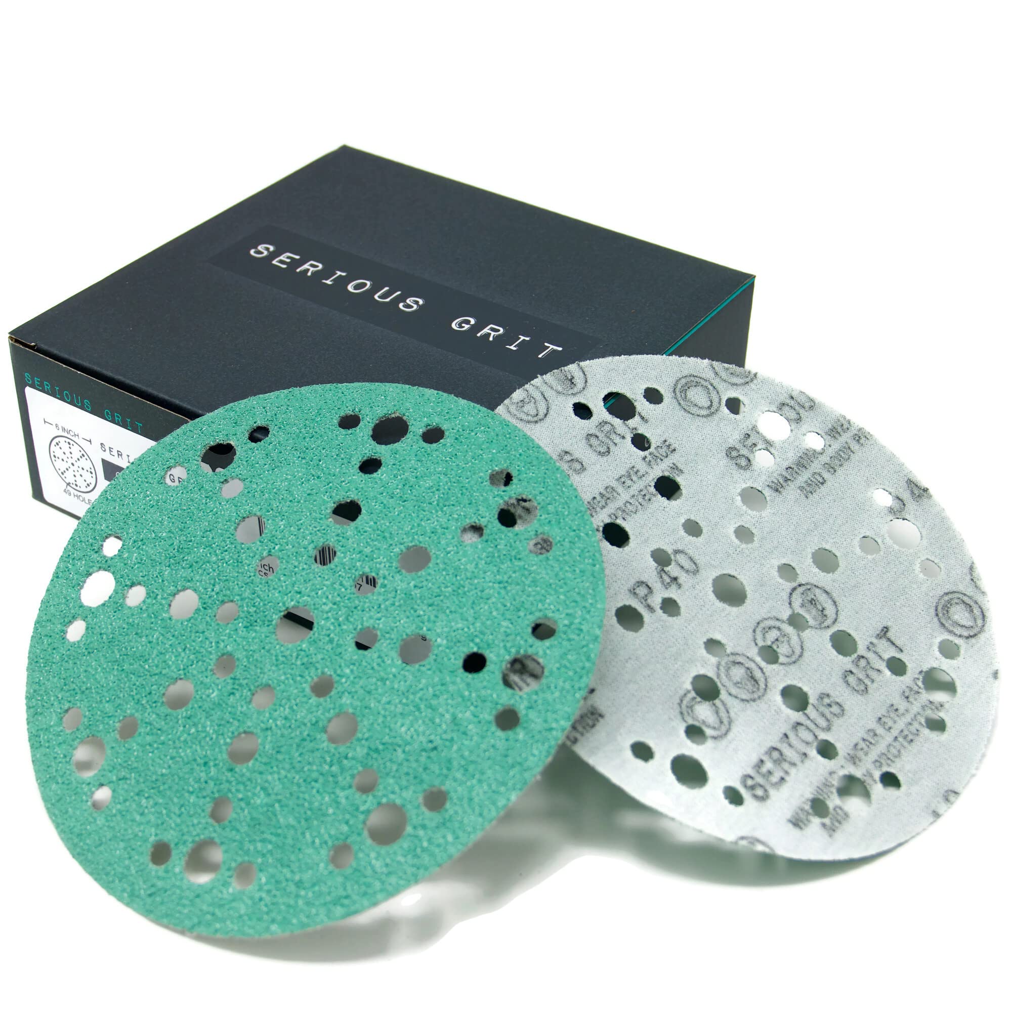 Serious Grit 6-Inch Sanding Discs, 40 Grit, Heavy-Duty Hook & Loop, NorZon Material, 25 Pack, Model SG6174025