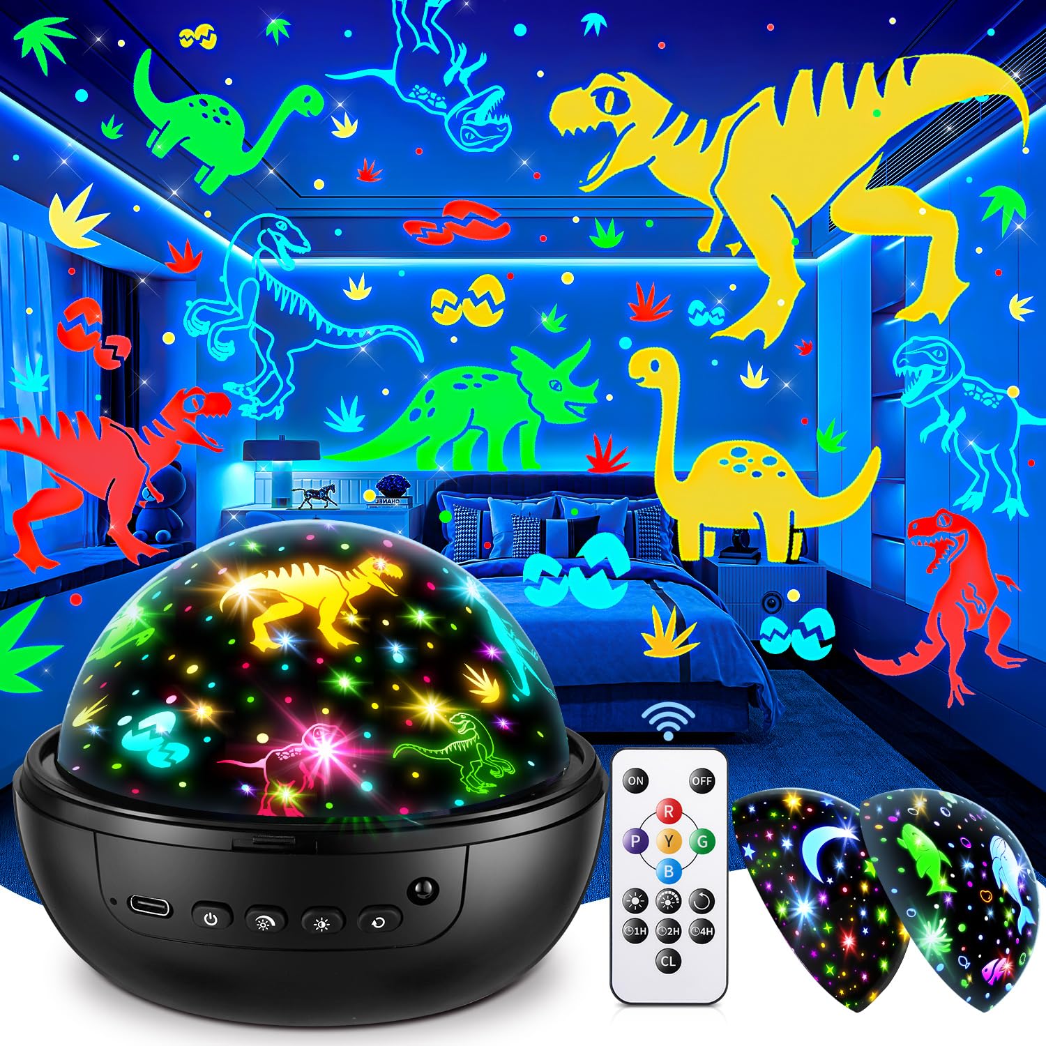 Dinosaur Toys For Kids 3-5, 3 Hd Films+31 Option Dinosaur Toys For Kids 5-7, 3 Brightness Dinosaur Toys For Kids 2-4, 360+Remote