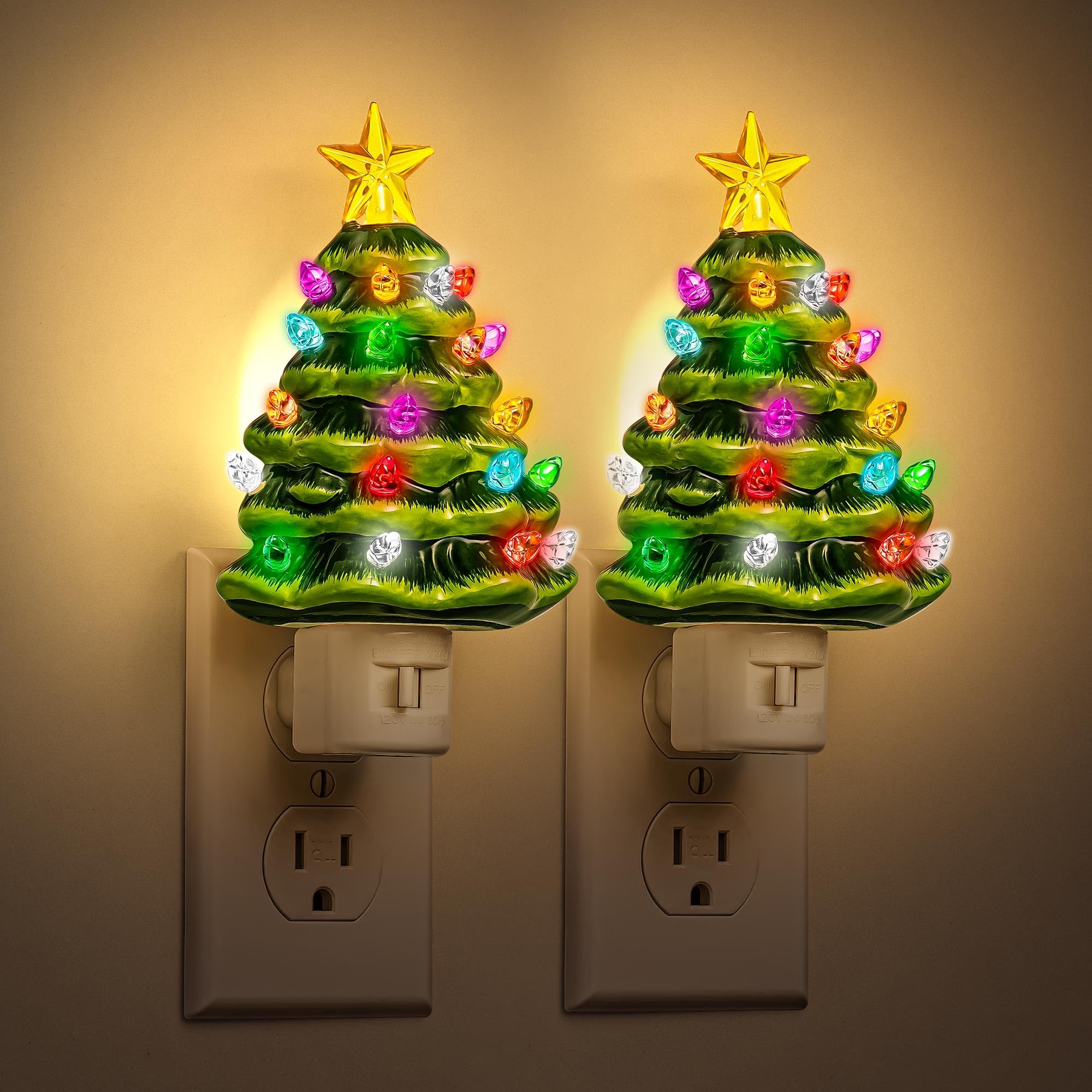 JandCase Christmas Tree Night Light, 3000K Night Lights Plug into Wall,Cute & Funny Christmas Night Light for kids,Plug in Vinta
