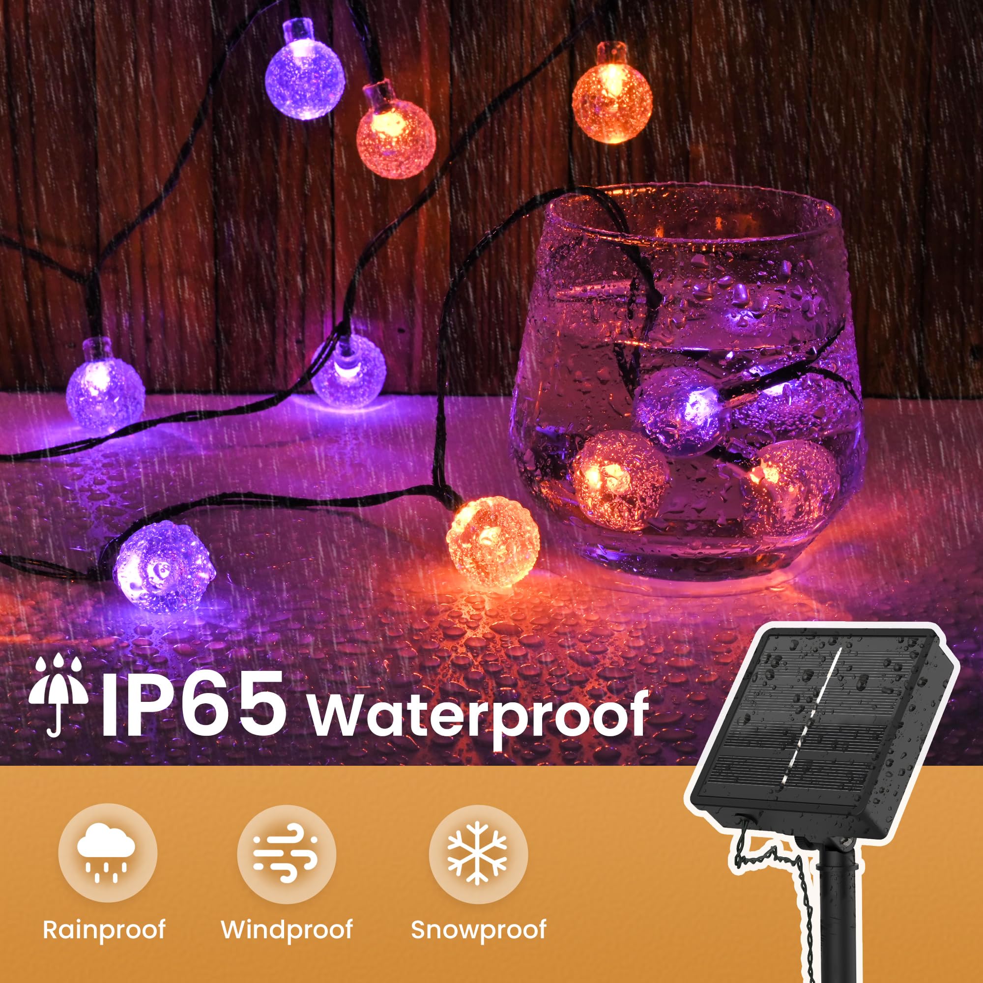 2 Pack Solar Lights Outdoor Waterproof, Total 72Ft 120 Leds Crystal Globe With 8 Modes, Solar Powered String Lights For Outside,