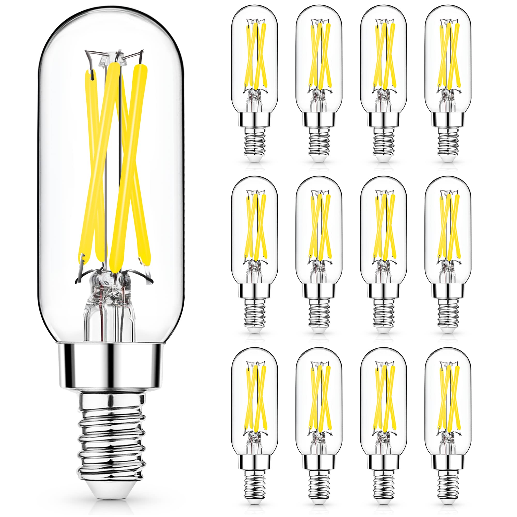 Mlambert 12 Pack Dimmable T6 Led Bulbs,4W Equal 40W E12 Candelabra Bulb 5000K,Clear 4W E12 Edison Light Bulb For Chandelier