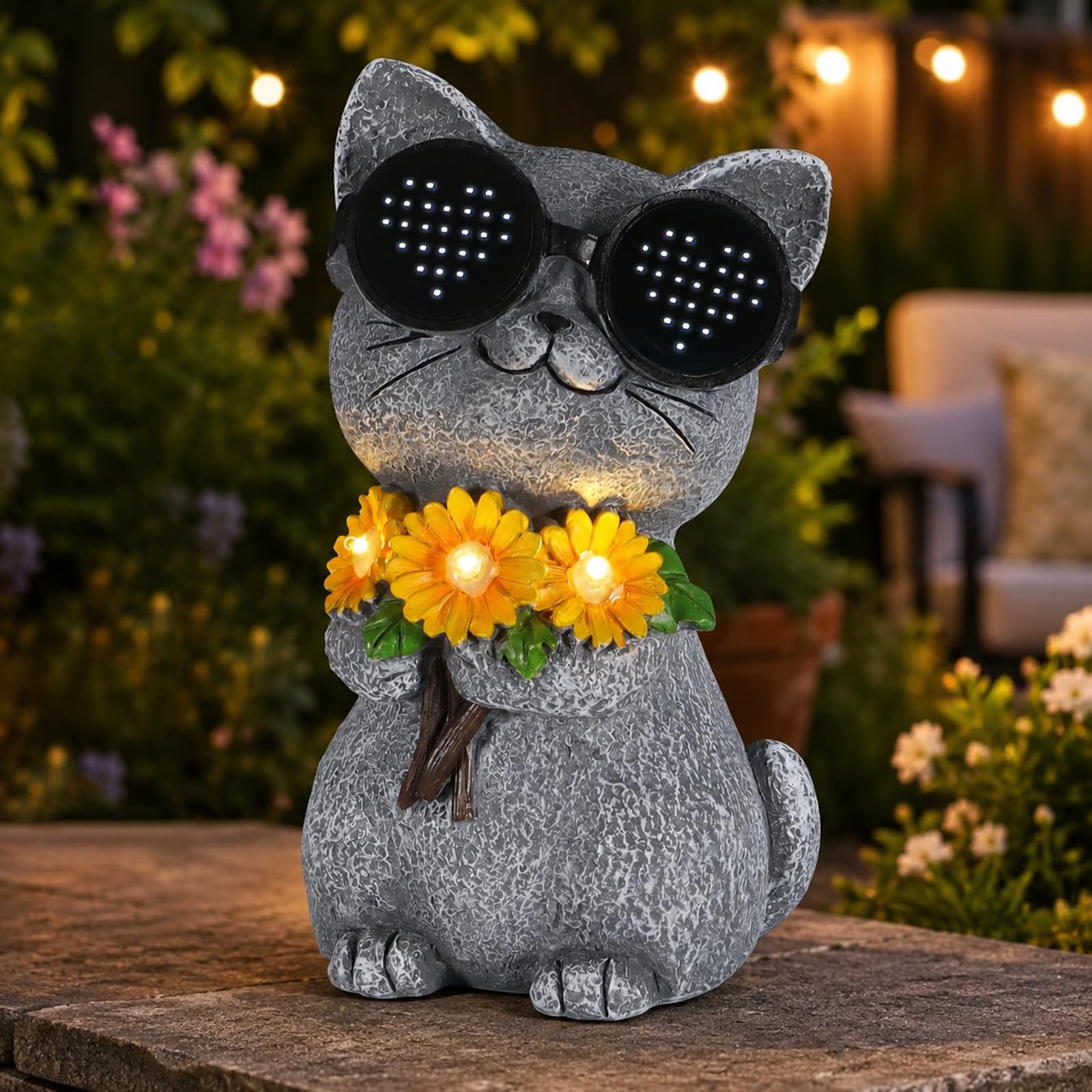 Pawatee Solar Garden Statues Dog with Succulent and LED Lights Birthday Gifts for Women Mom Grandma Solar Outdoor Decor for Patio Backyard Yard Lawn Decoration-Unique Housewarming Gifts
