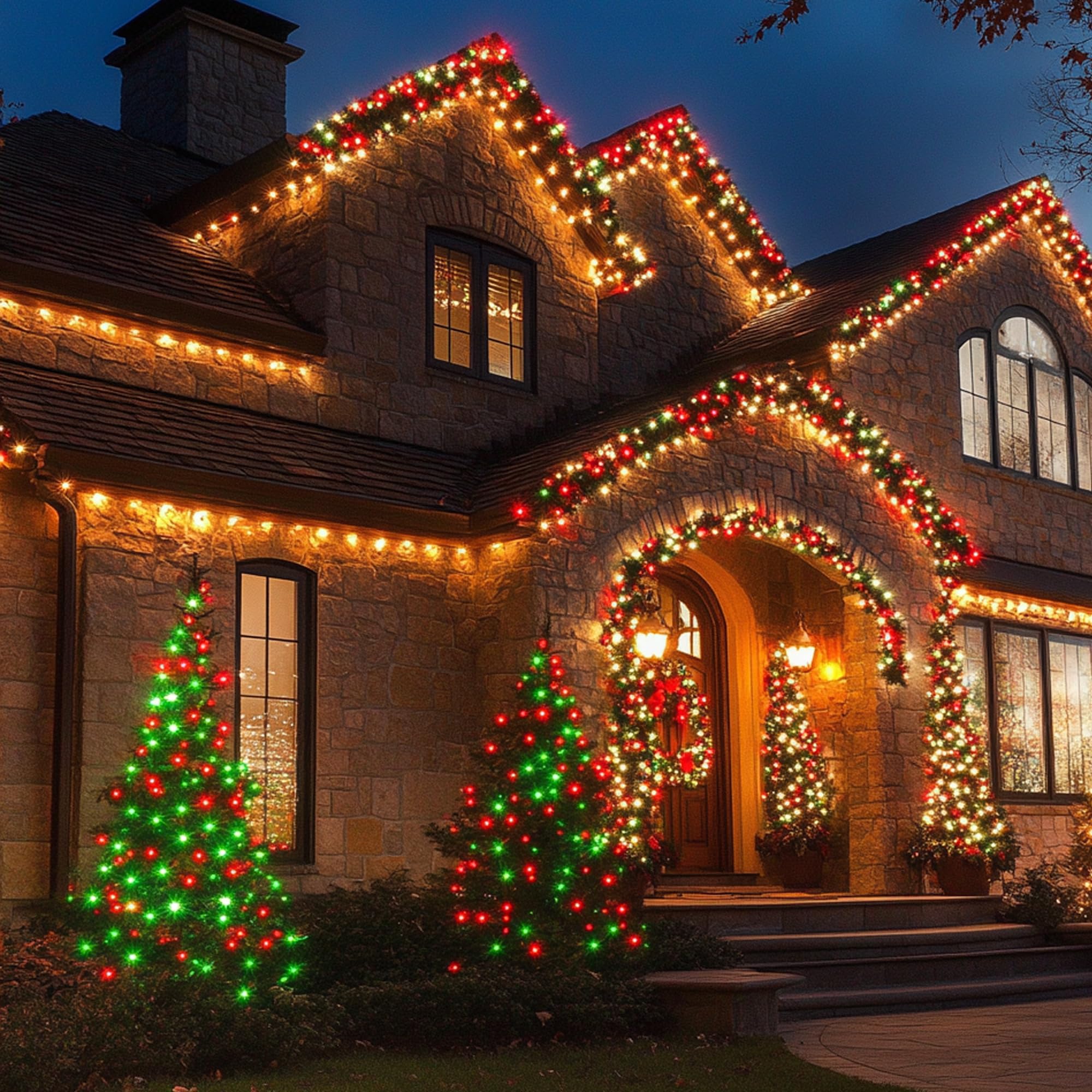 Dazzle Bright C9 Christmas String Lights, 100 Led 66 Ft Waterproof Connectable Green Wire Fairy Lights, Christmas Lights For Ind