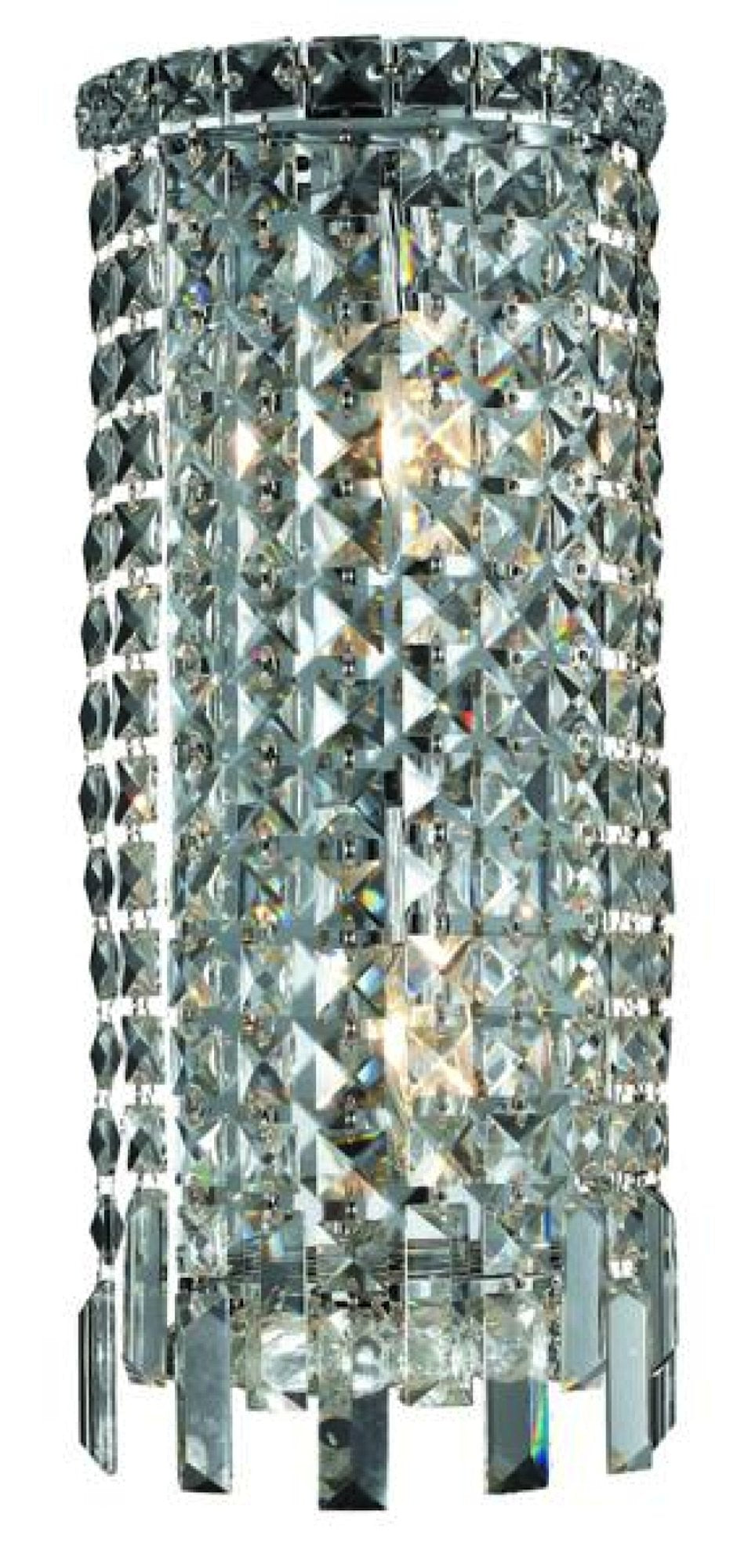 Elegant Lighting 2031W8C/RC 2-Light Wall Sconce, Chrome Finish, Crystal, 18-Inch High, 8in x 18in